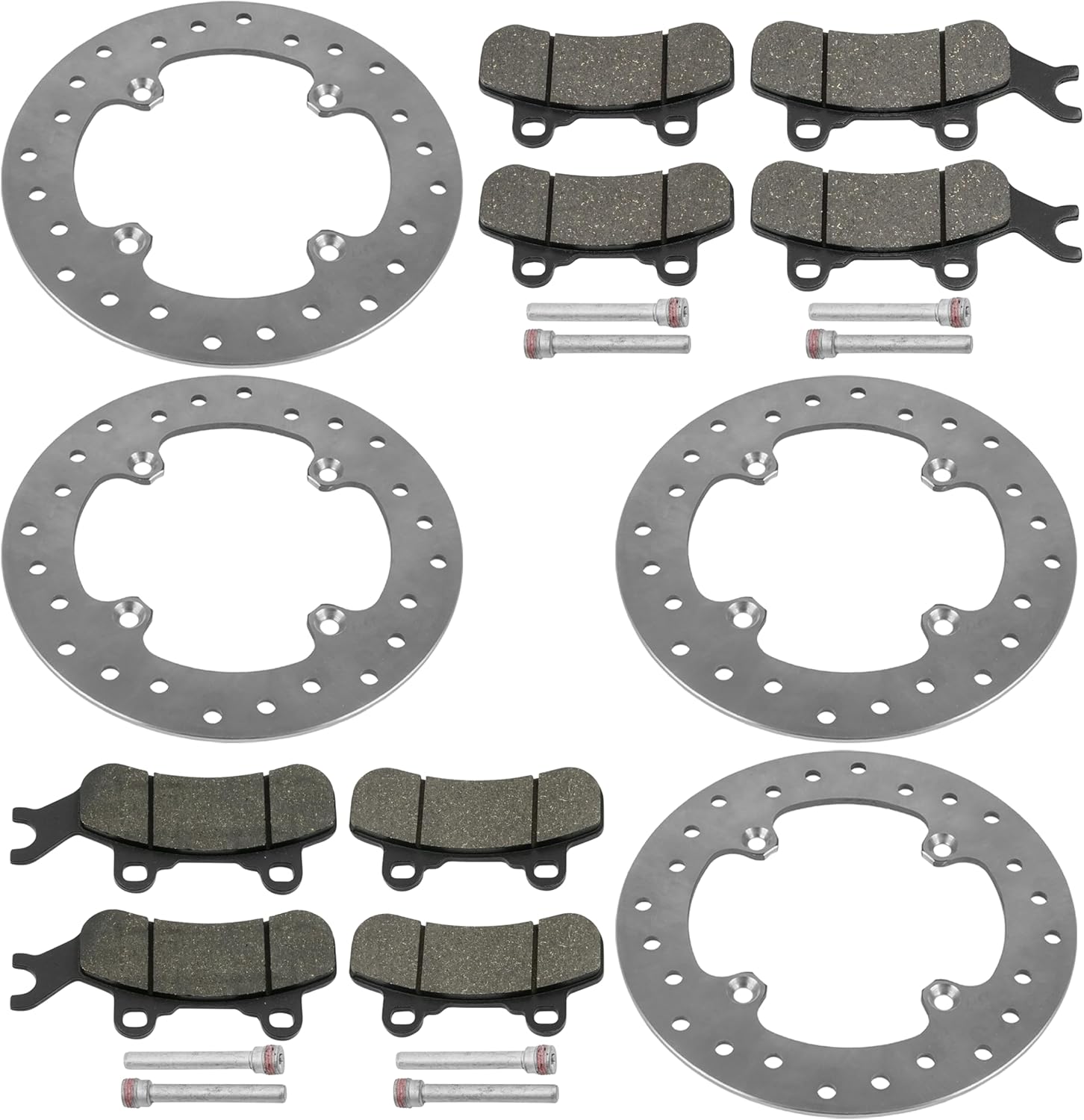 Caltric Front & Rear Brake Disc Rotors with Brake Pads Compatible with Can-Am Defender Max HD10 2018-2023 / Defender Max HD7 HD9 2022-2024 / Defender Max HD8 2016-2019 / Traxter Max HD8 HD9 HD10