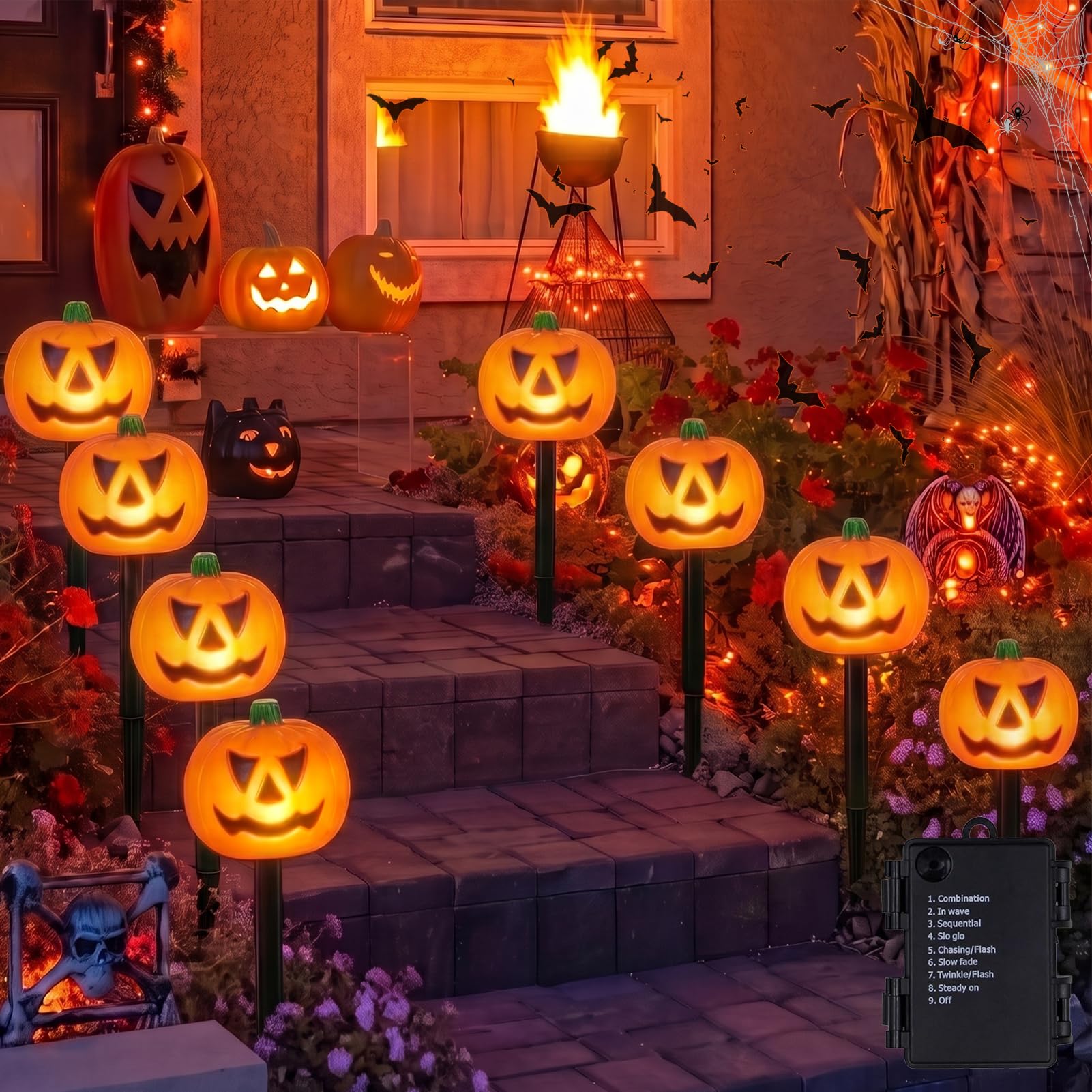 Photo 1 of Sunnyhoho 3D Pumpkin Halloween String Lights, 25ft, 8 LEDs
