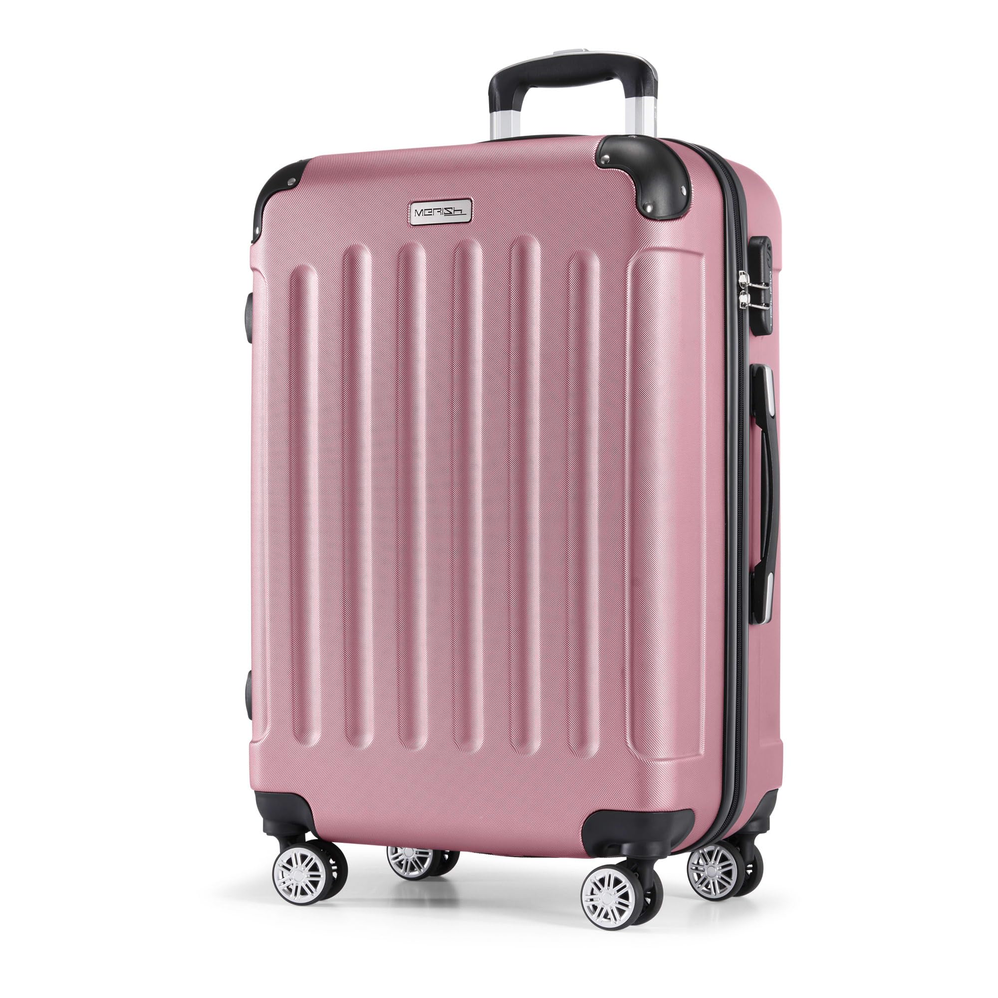 MERISH Reisekoffer Kofferset Hartschale 3tlg. Zwillingsrollen 9 Farben Rose