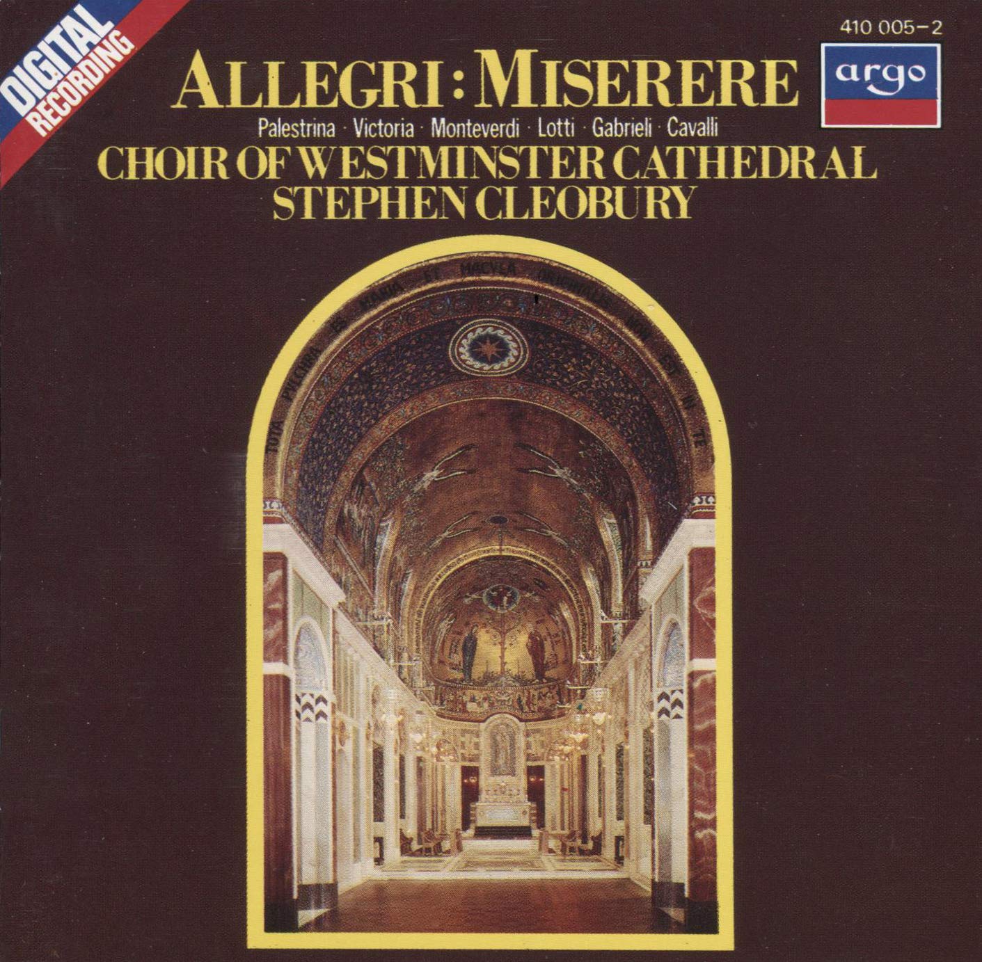 Allegri: Miserere; Cleobury, w [Audio CD] Cleobury, Stephen; Westminster Capedral Choir