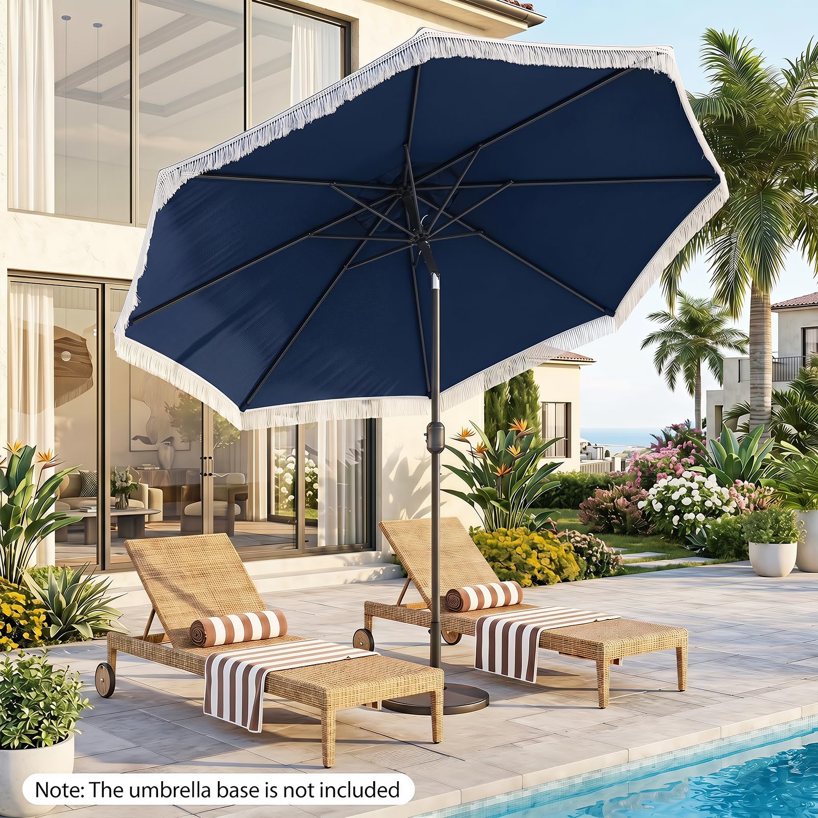 KOMFOTTEU Ø 270 cm Parasol de Jardin Exterieur, inclinable à 30°