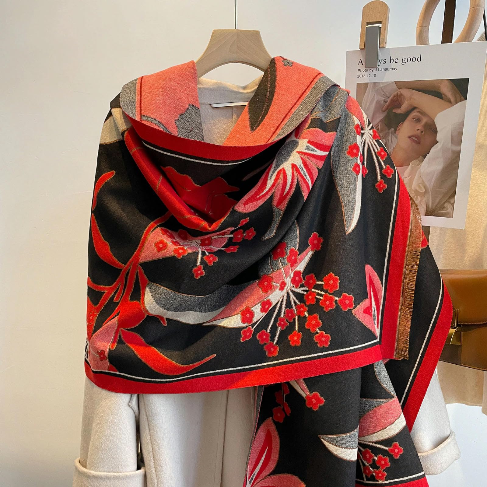 ZONTO Scialle Sciarpa Invernale Imitazione In Cashmere Da Donna A Doppia Facciata Femminile