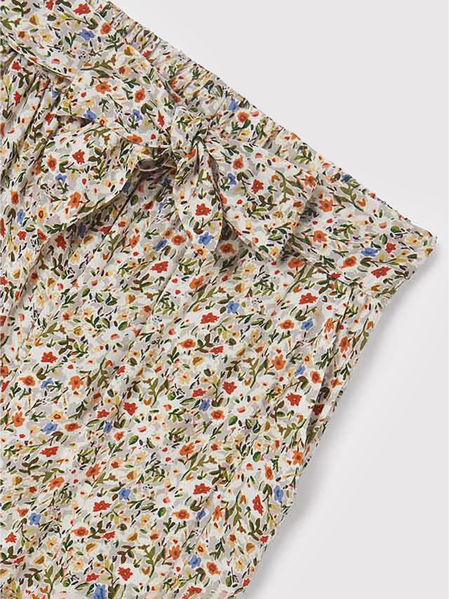 Mayoral 6573 Mädchenhose mit Blumenmuster, reguläre Passform, elastischer Bund mit Schleife, leichte Baumwolle, Sommerdruck, bunte Blumen