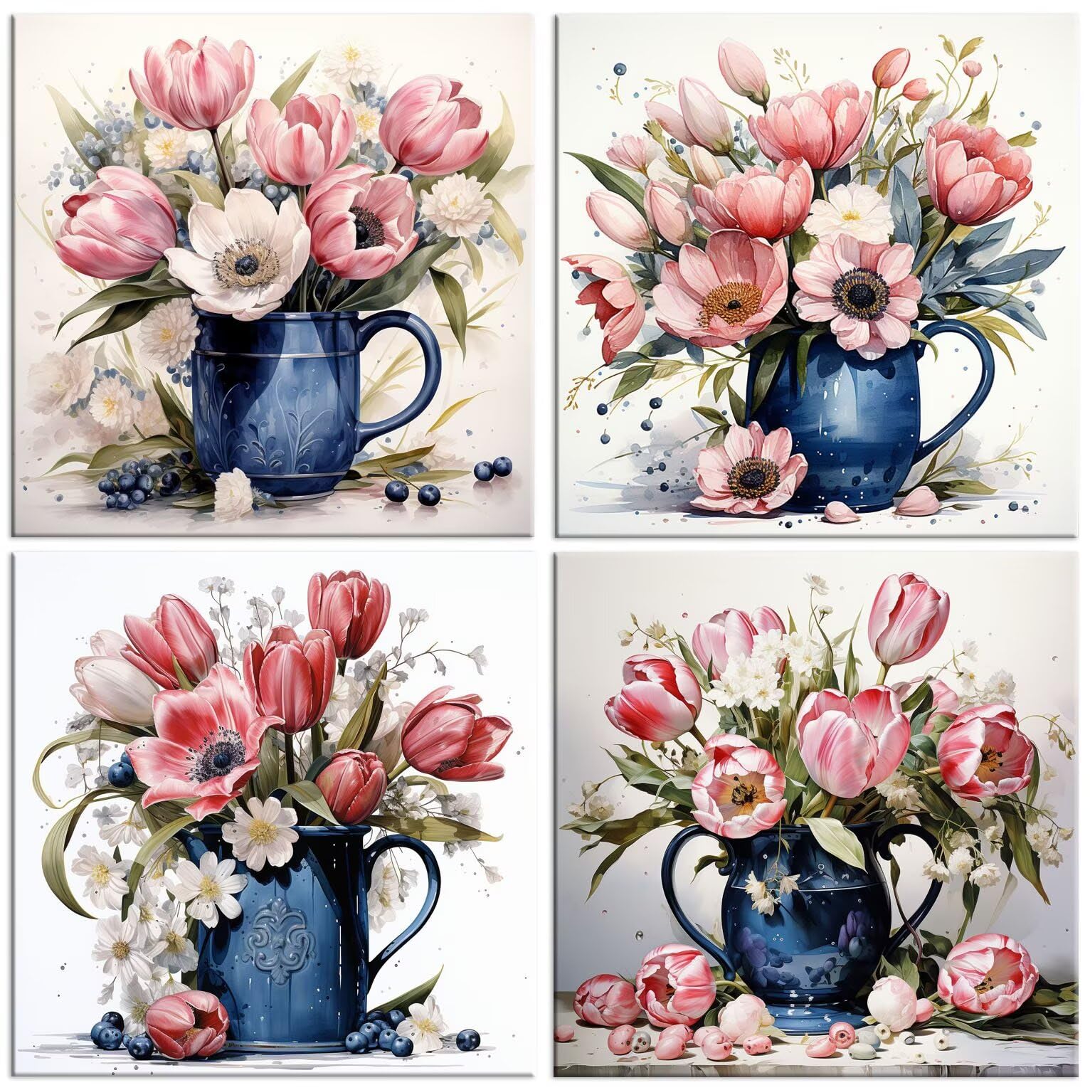 QIANLUOO Jarrón de tulipanes 5D Kits de Pintura de Diamantes 35x35cm G-936