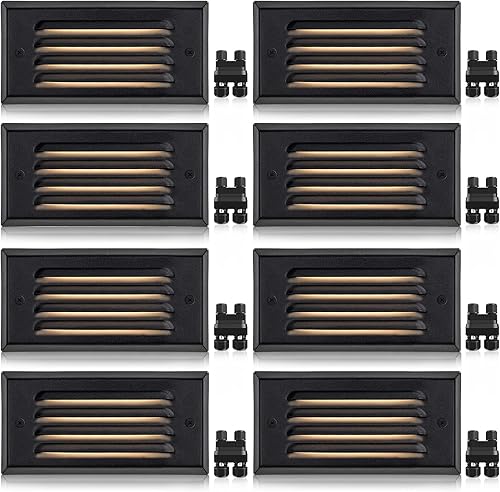 SUNVIE Luces de escalón de bajo voltaje de 5 W, luces LED de bajo voltaje de 3000 K, luces LED de bajo voltaje con placa frontal de rejilla