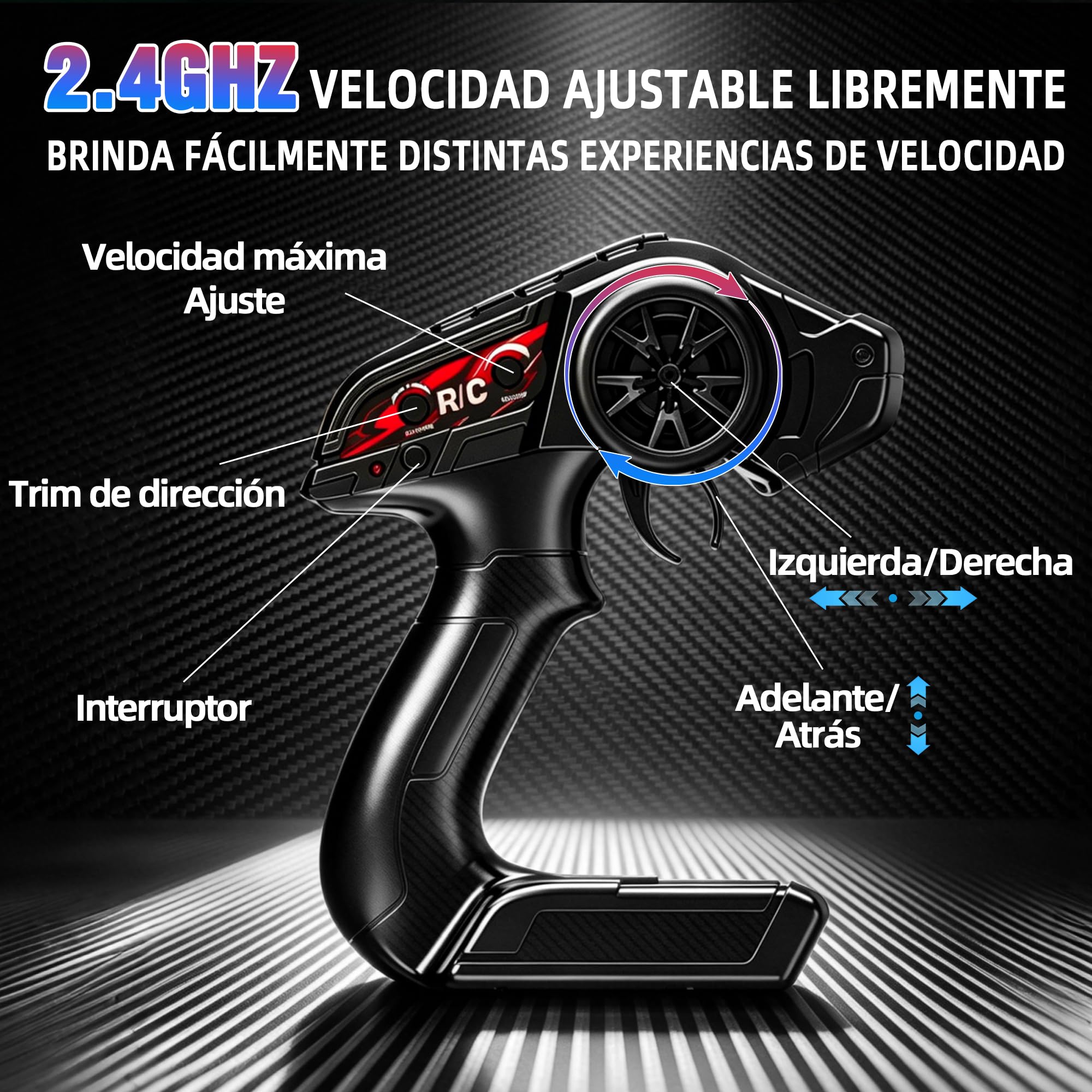 Coche teledirigido - 1:18 4WD Rc Auto 40KMH de alta velocidad 2,4 GHz Camión todoterreno con amortiguadores de metal y engranajes de metal con dos baterías para adultos y niños – Azul