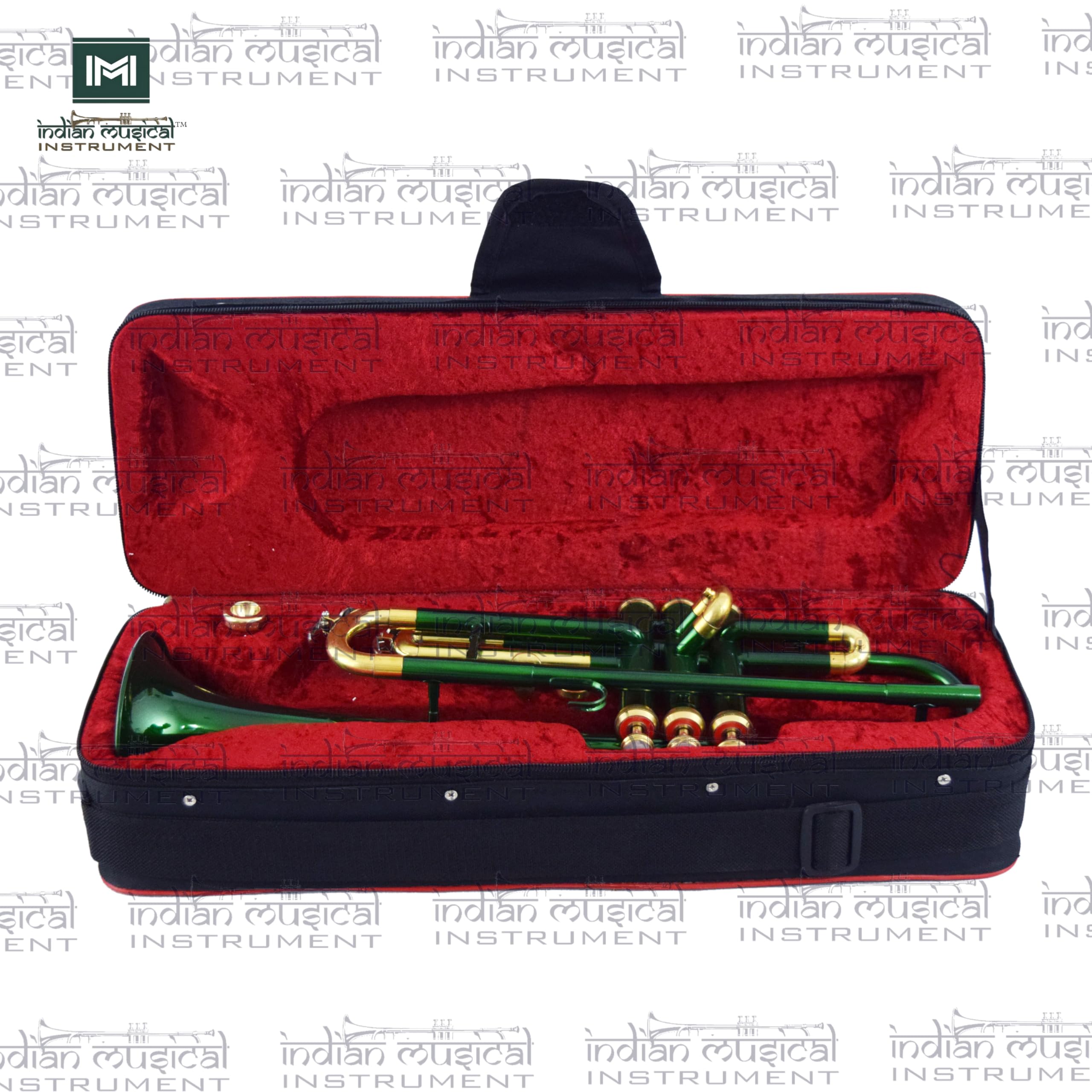 Tromba Bb Pitch con accessori, bocchino e custodia per il trasporto (verde oro)
