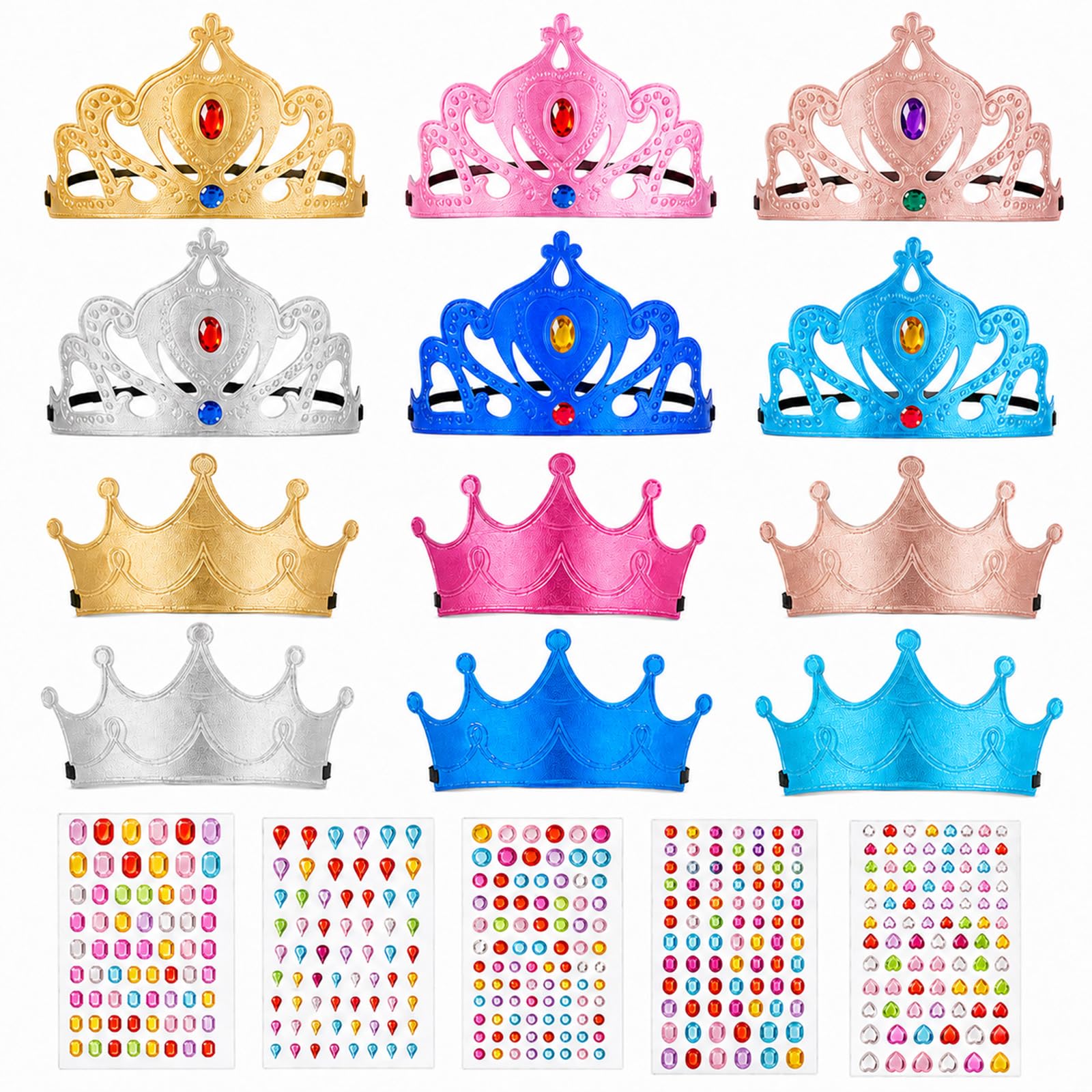 Enyisa 12pcs Foam Princess Tiaras and Crowns Set for Adults,Birthday Crown