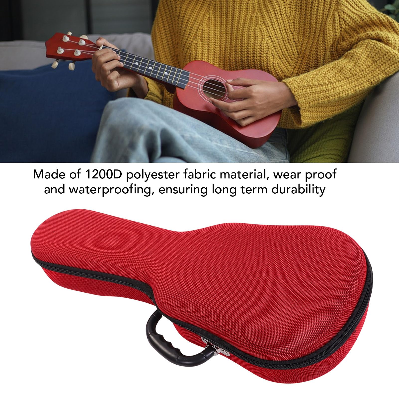 Generic Ochronna Torba na gitarę akustyczną 21" z Pluszowym Wnętrzem dla Entuzjastów Ukulele (czerwony)