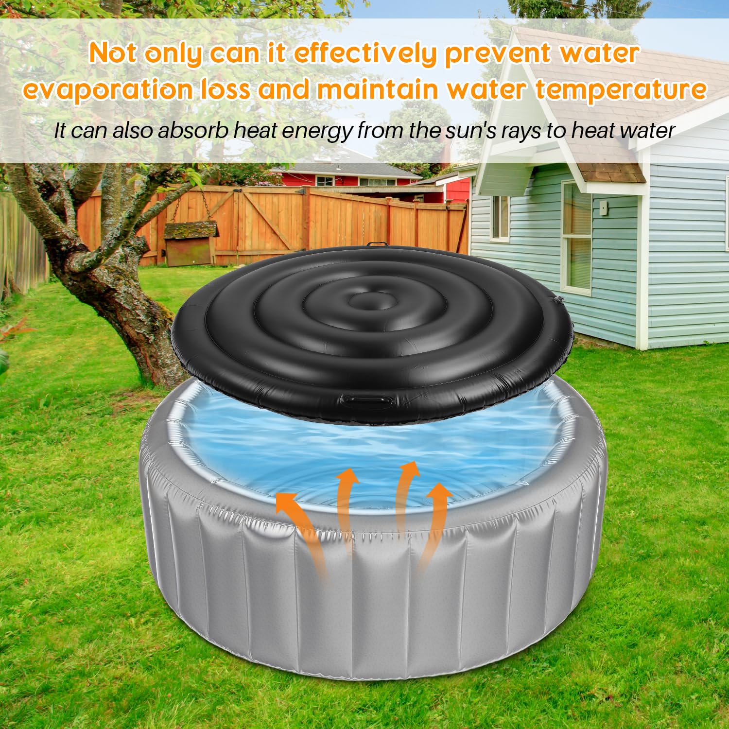 Copertura termica gonfiabile per spa, 165 cm, a risparmio energetico, protegge da acqua e intemperie, per piscine ed esterni (con manico), in laminato, ecologico