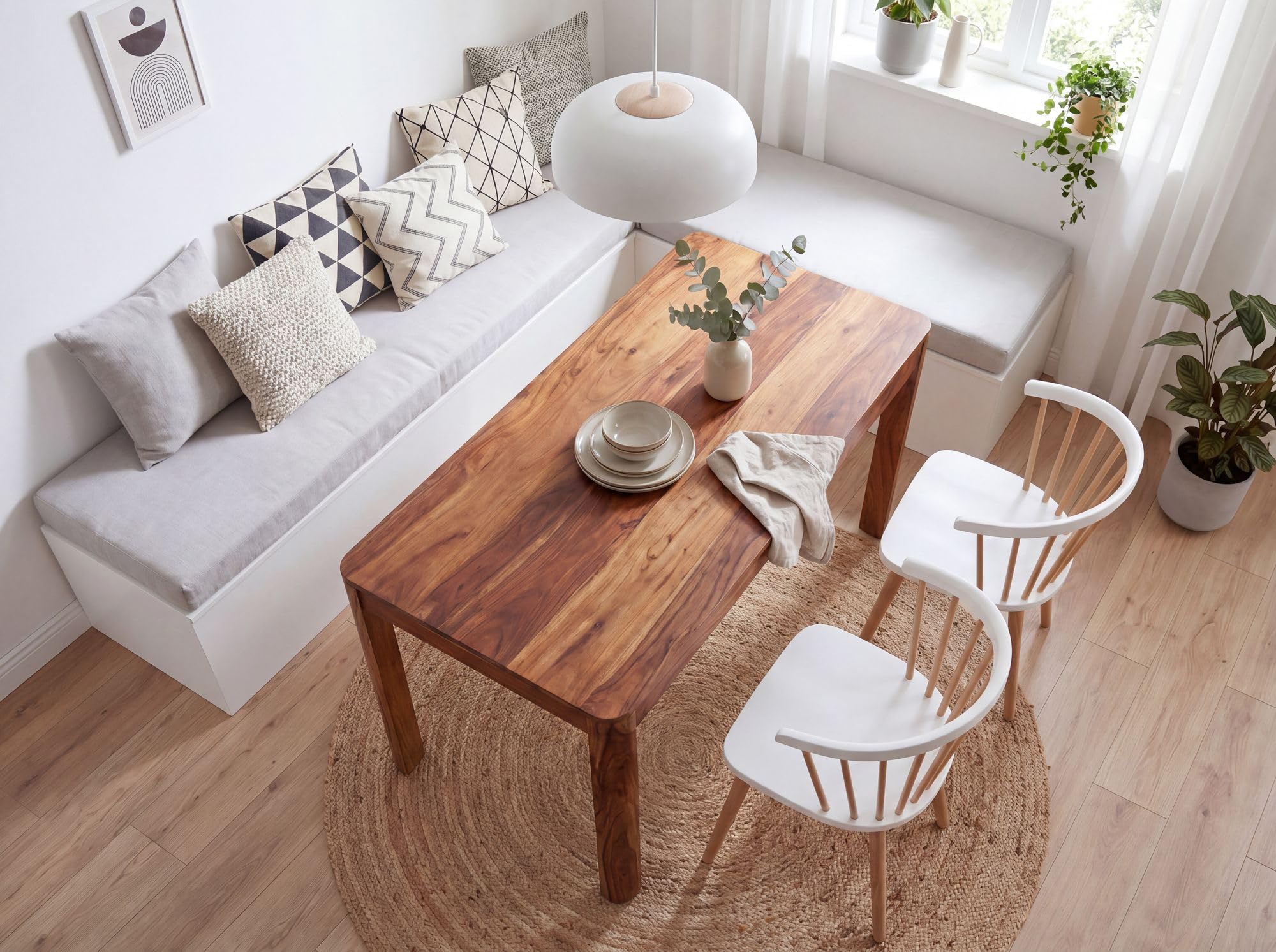FineBuy Stół do Jadalni 120x60x76 cm Lite Drewno Sheesham dla 6 Osób