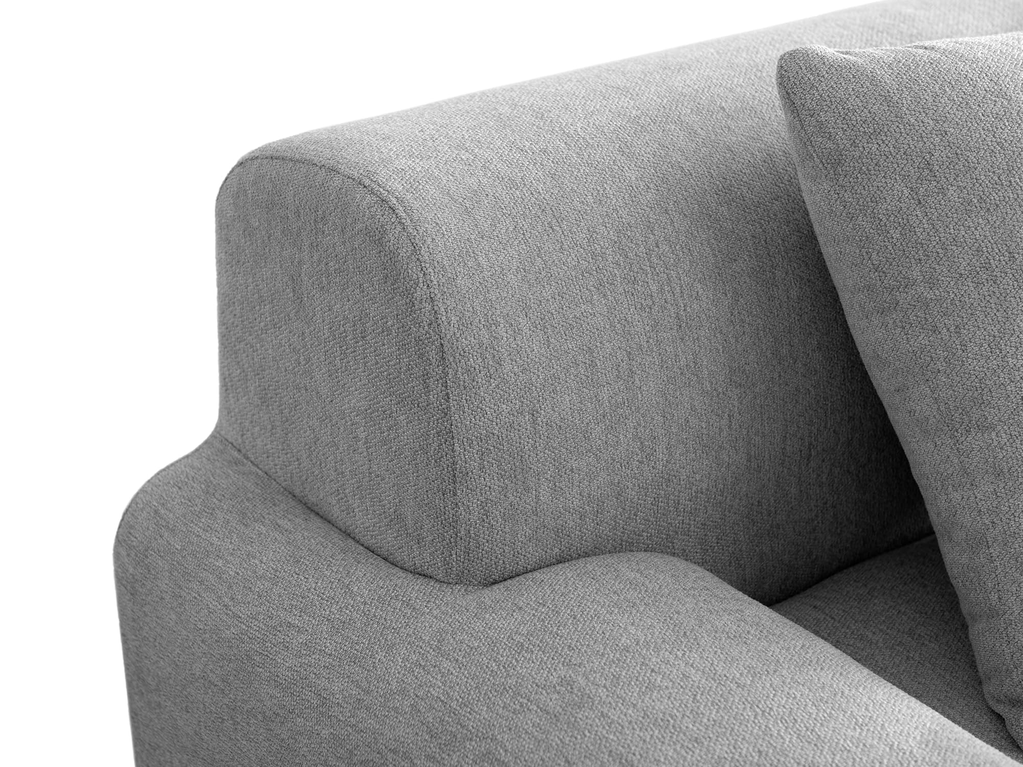 Divano modulare angolare 3 posti con penisola, tessuto chenille, fodere dei cuscini removibili (Grigio Minerale, 3 posti con penisola)