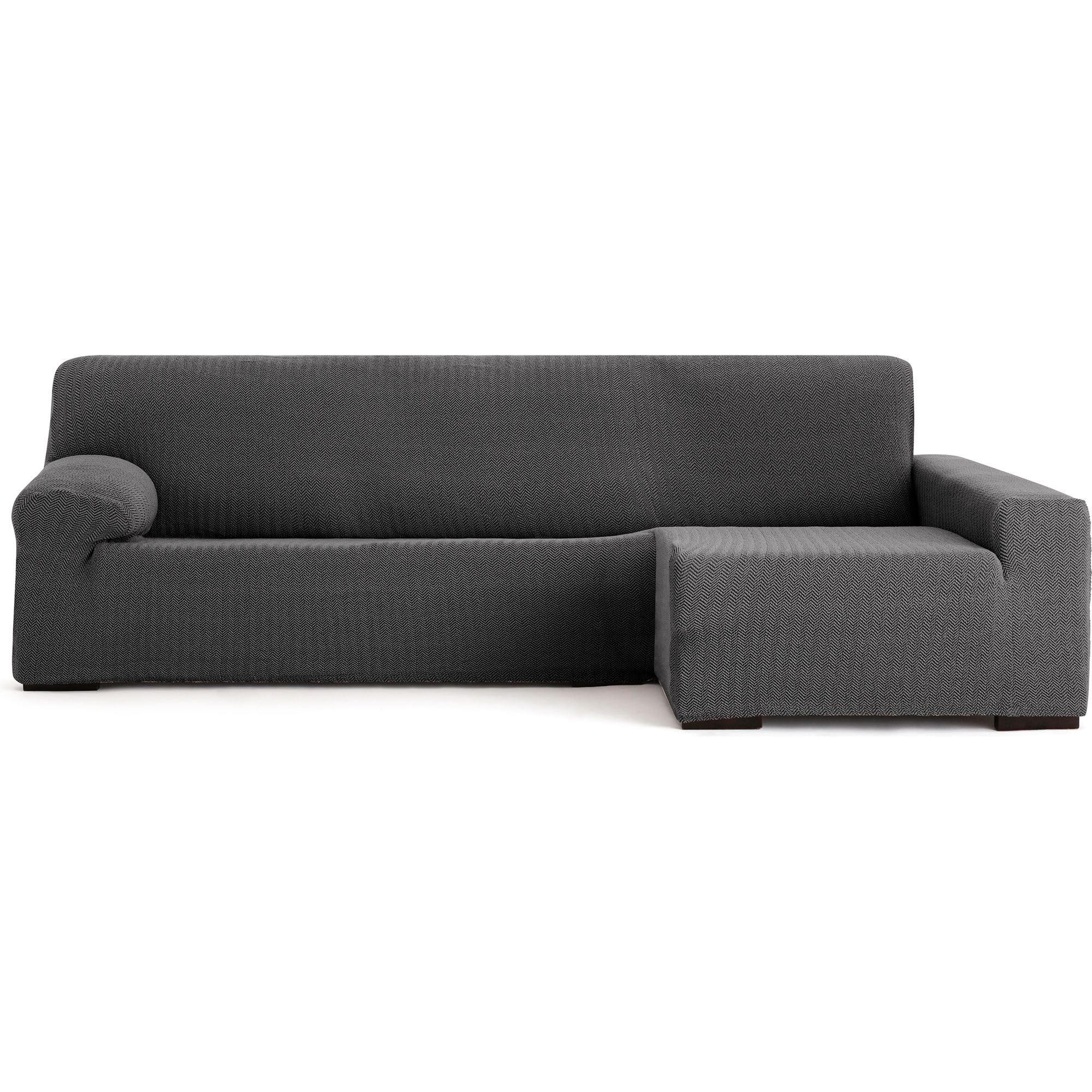 Housse de canapé chaiselongue bi-élastique de haute qualité grise