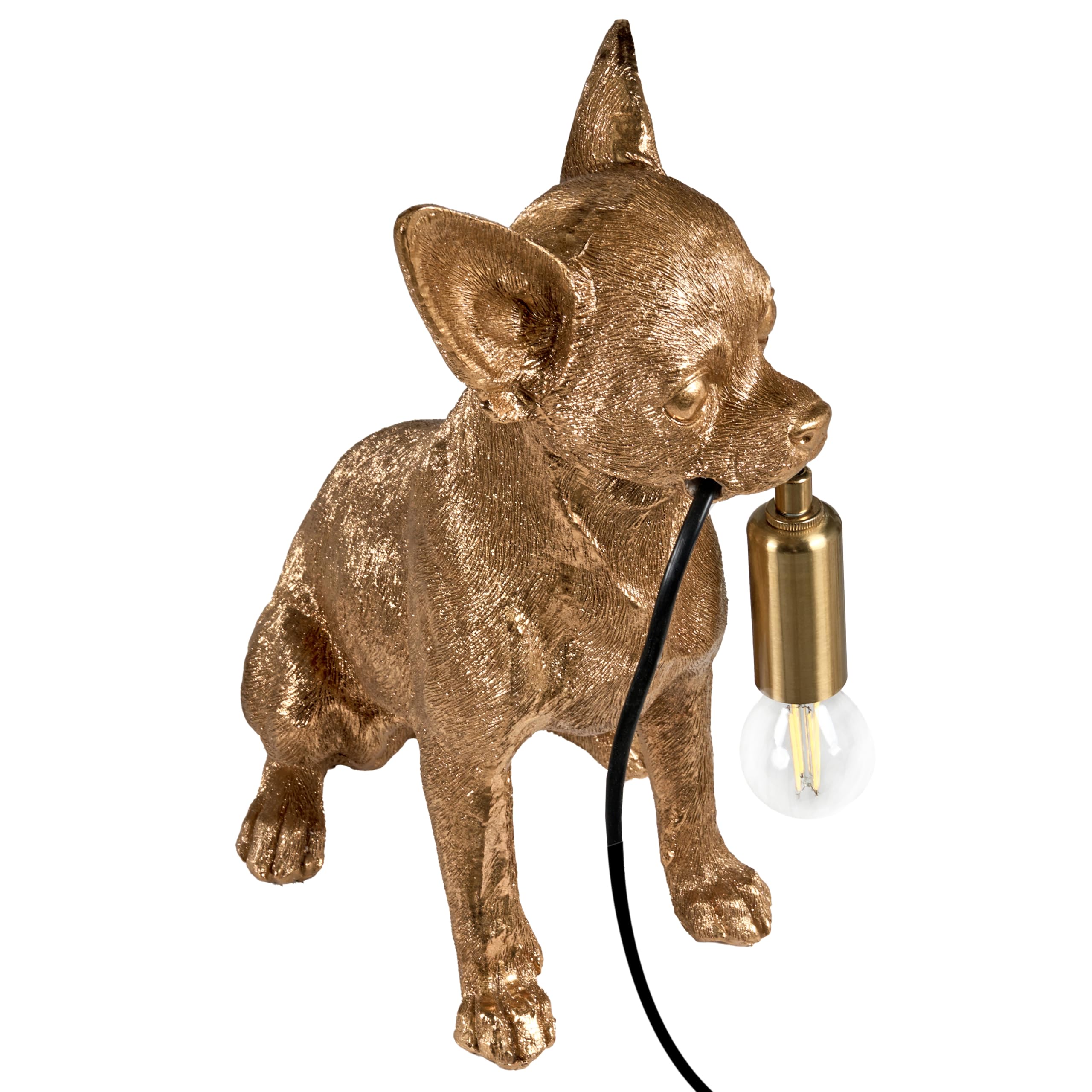 Beliani Tischlampe in Tierform Hund gold Nachttischlampe Leselampe Tischleuchte Rocco