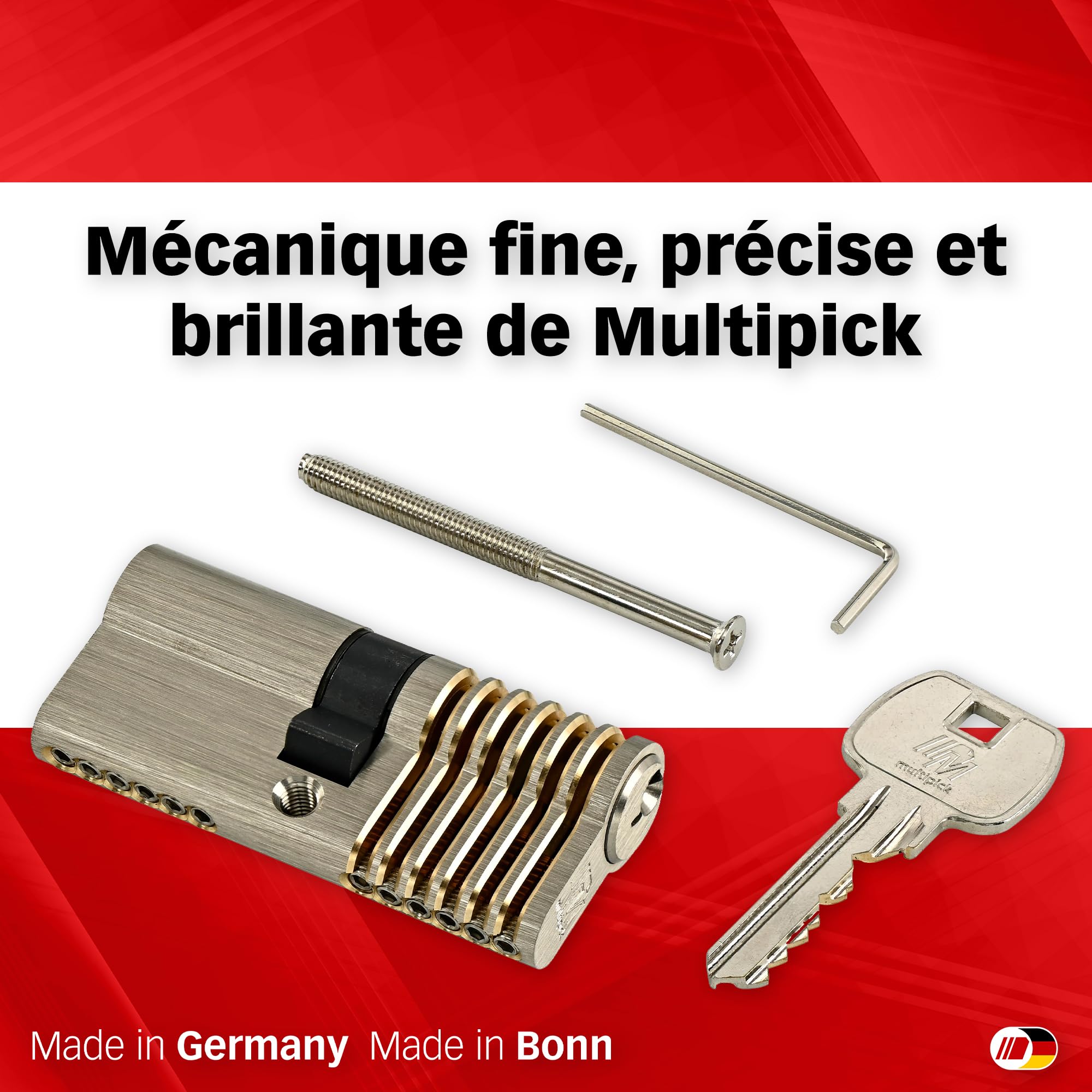 MULTIPICK Cylindre d’entraînement standard - [6 goupilles variables] Crochetage serrure - Lockpicking kit - Pour débutants et professionnels - Crocheteur de serrure professionnel - Made in Germany