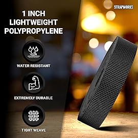 Strapworks Lightweight Polypropylene Webbing - Poly Strapping for Outdoor DIY Gear Repair, Pet Collars, Crafts - 1 Inch x 25 Yards - Black