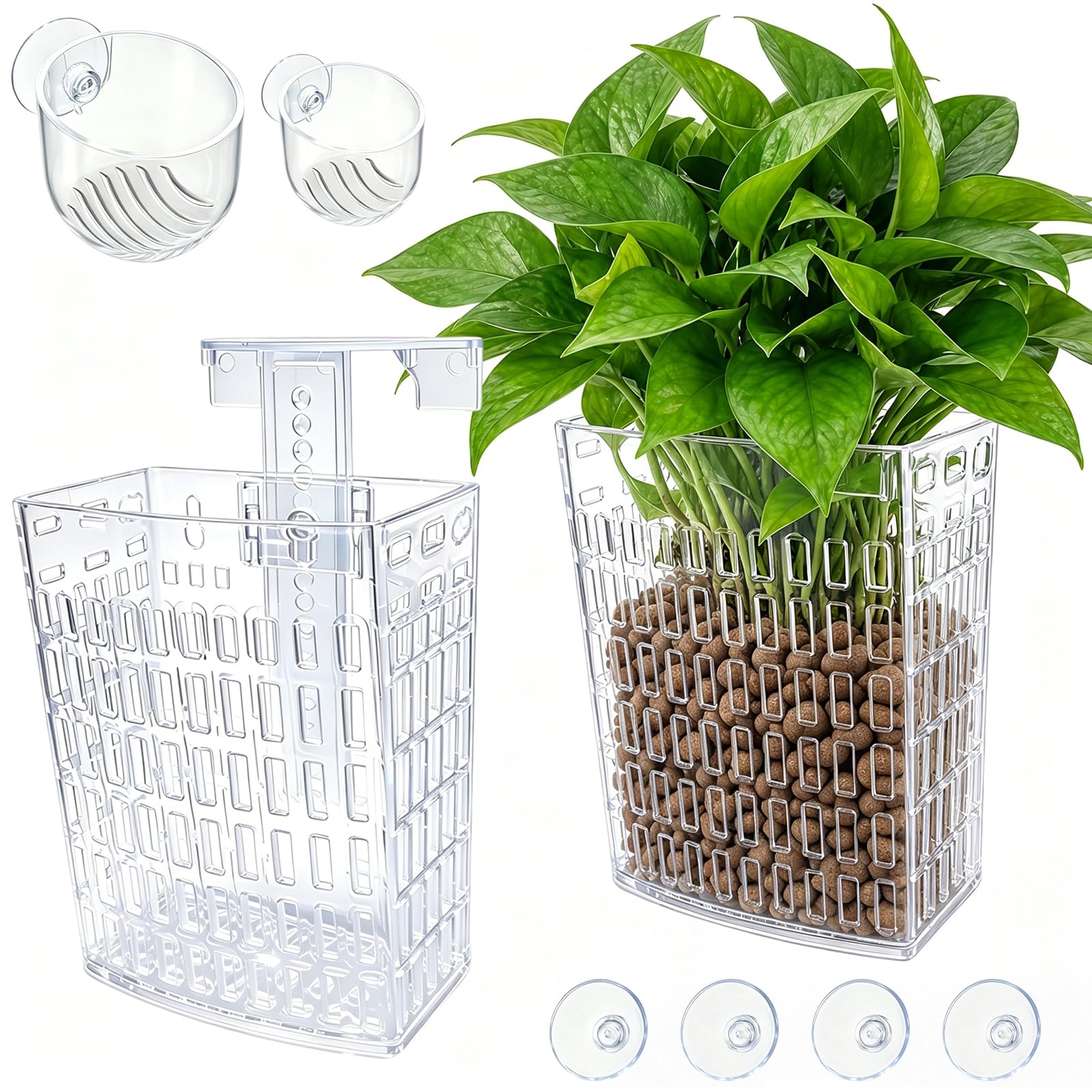 DONQL 4 Pack Aquarium Plant Holder with Suction Cup, Tweezers