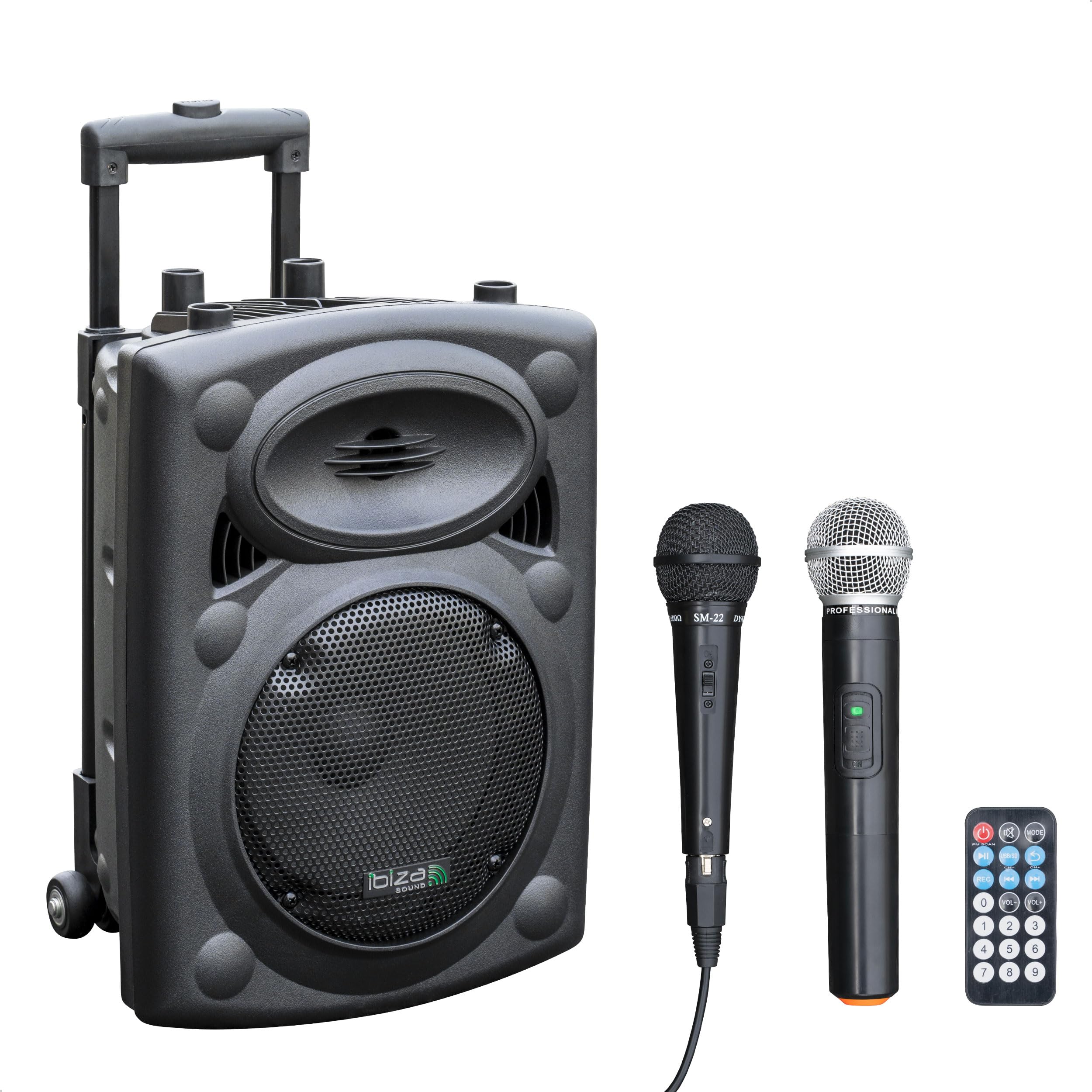 Ibiza Sound PORT8VHF-BT Portable and Self-contained Sound System, Bluetooth, Wireless, 200W Power with Up to 400W Range, Black