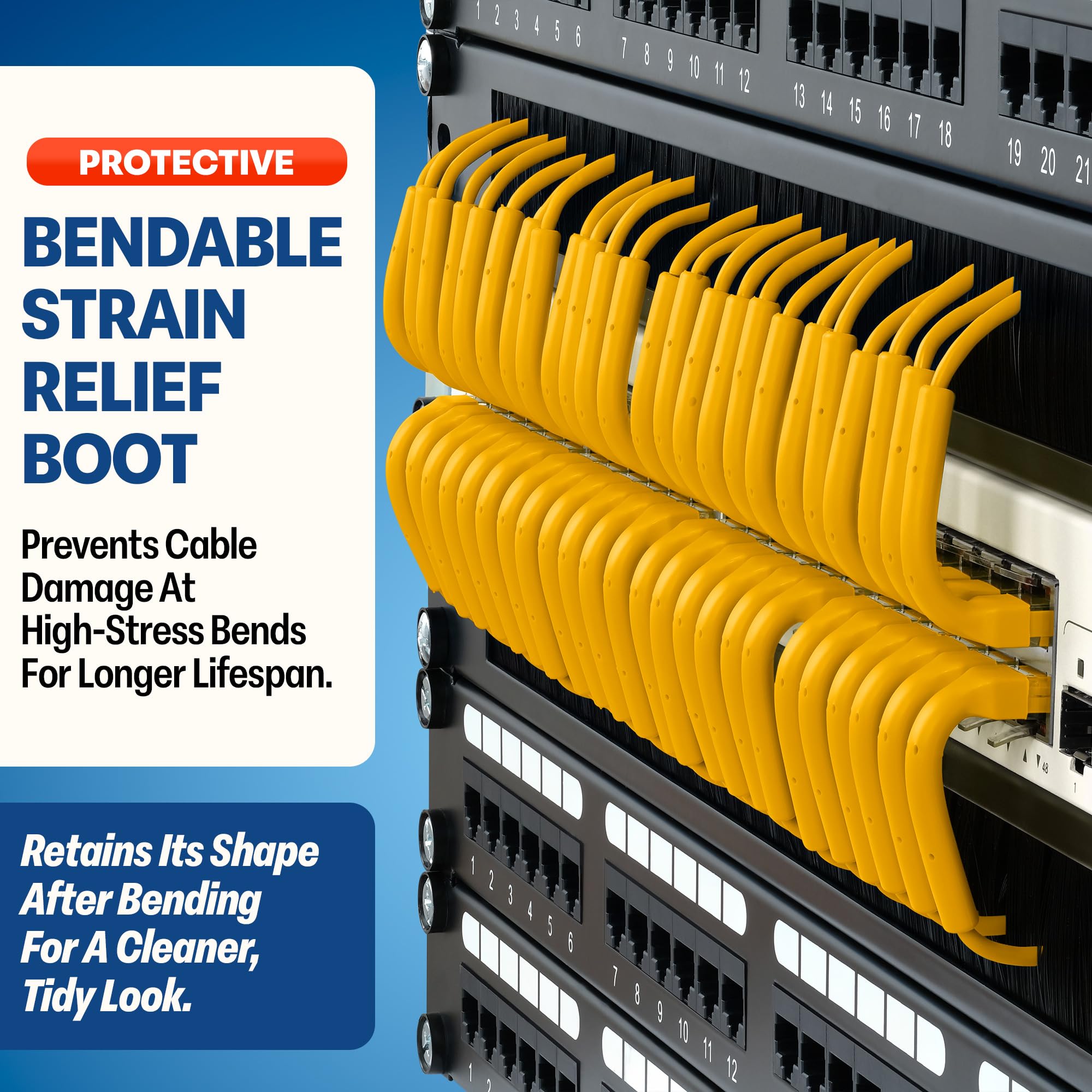Everest - Cables de conexión Ethernet Cat6a ultra delgados de 1 pie (paquete de 10) amarillo | Flexible, delgado y flexible