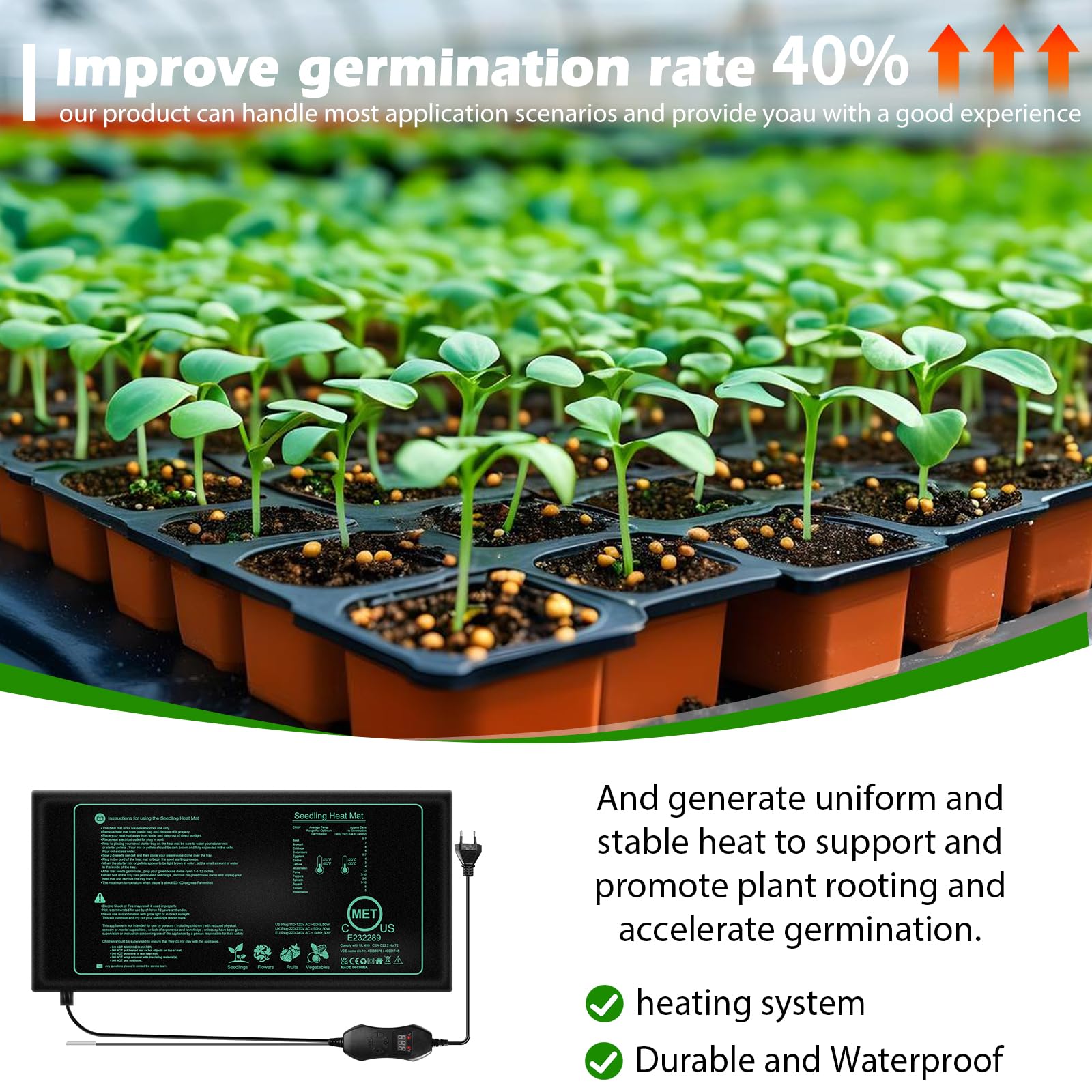 Tapis Chauffant Pour Plantes Avec Thermostat: 50W Tapis Chauffant Pour Semis, Imperméable Tapiss Chauffants Plante, Tapiss Chauffage Adjustable Pour Les Semis, Les Animaux Domestiques Et Les Reptiles