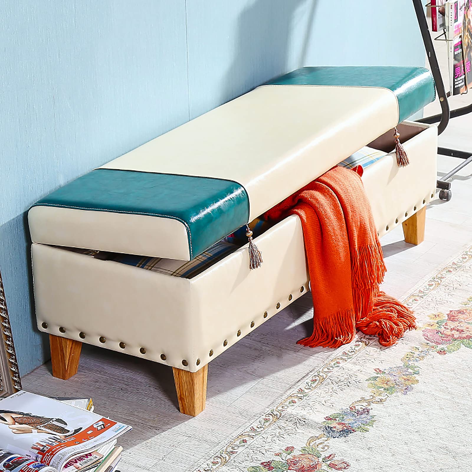 Tabouret à chaussures avec coffre de rangement pour couloir encombré