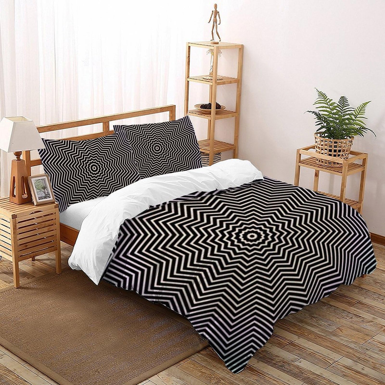 Housse de couette double microfibre noir 200x200 imprimé 3D fermeture éclair filles