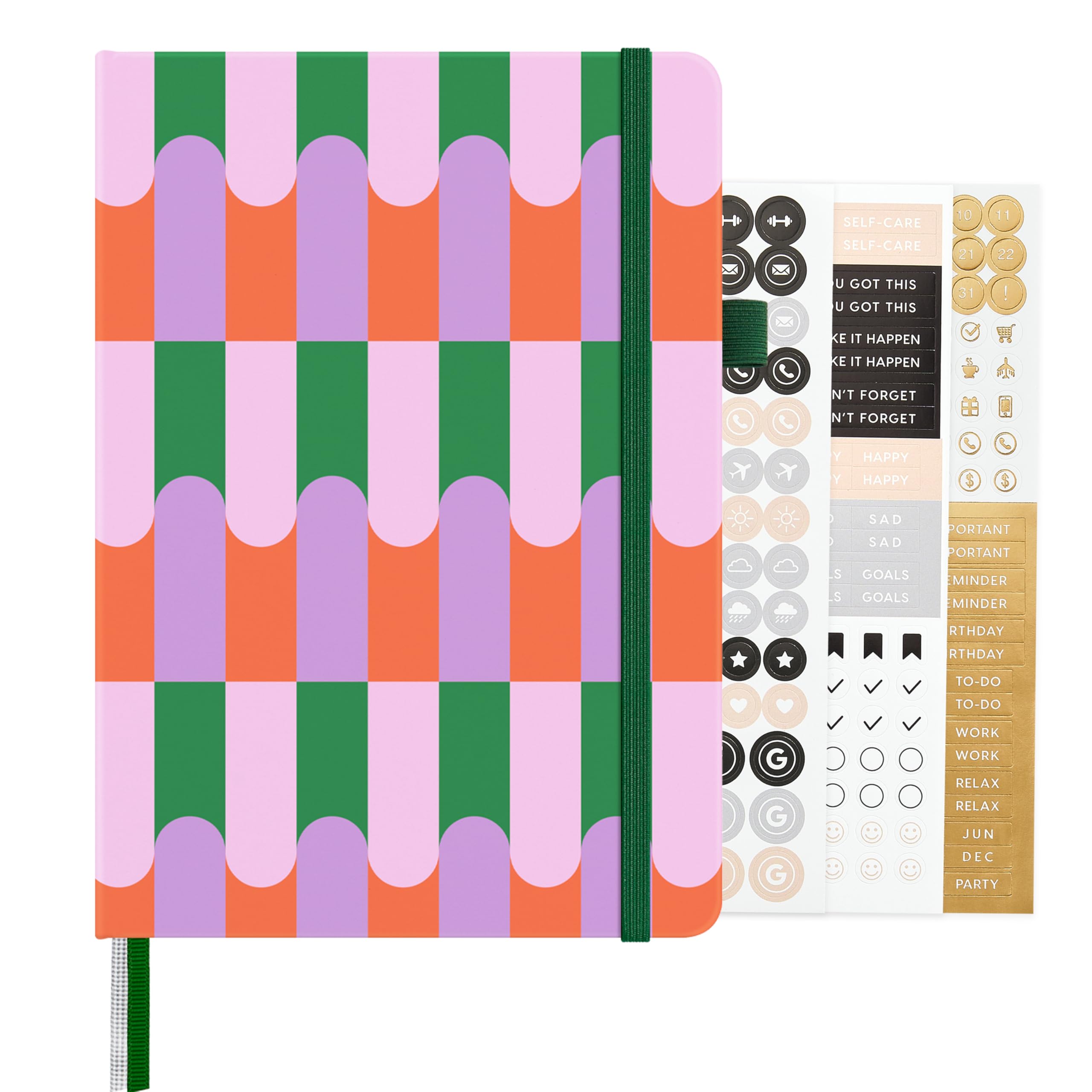 &And Per Se Dotted Journal Notebook, A5 Hardcover Aesthetic Dotted Notebook – 160 Pages 100gsm Thick Dot Grid Paper, 3 Sticker Sheets – Gift-Ready Journaling Kit for Women (Color Block)