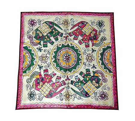 Blue Grass Jute Laminated Digital Print Bed Server Food Mat - Multicolour, 40x40 Inches