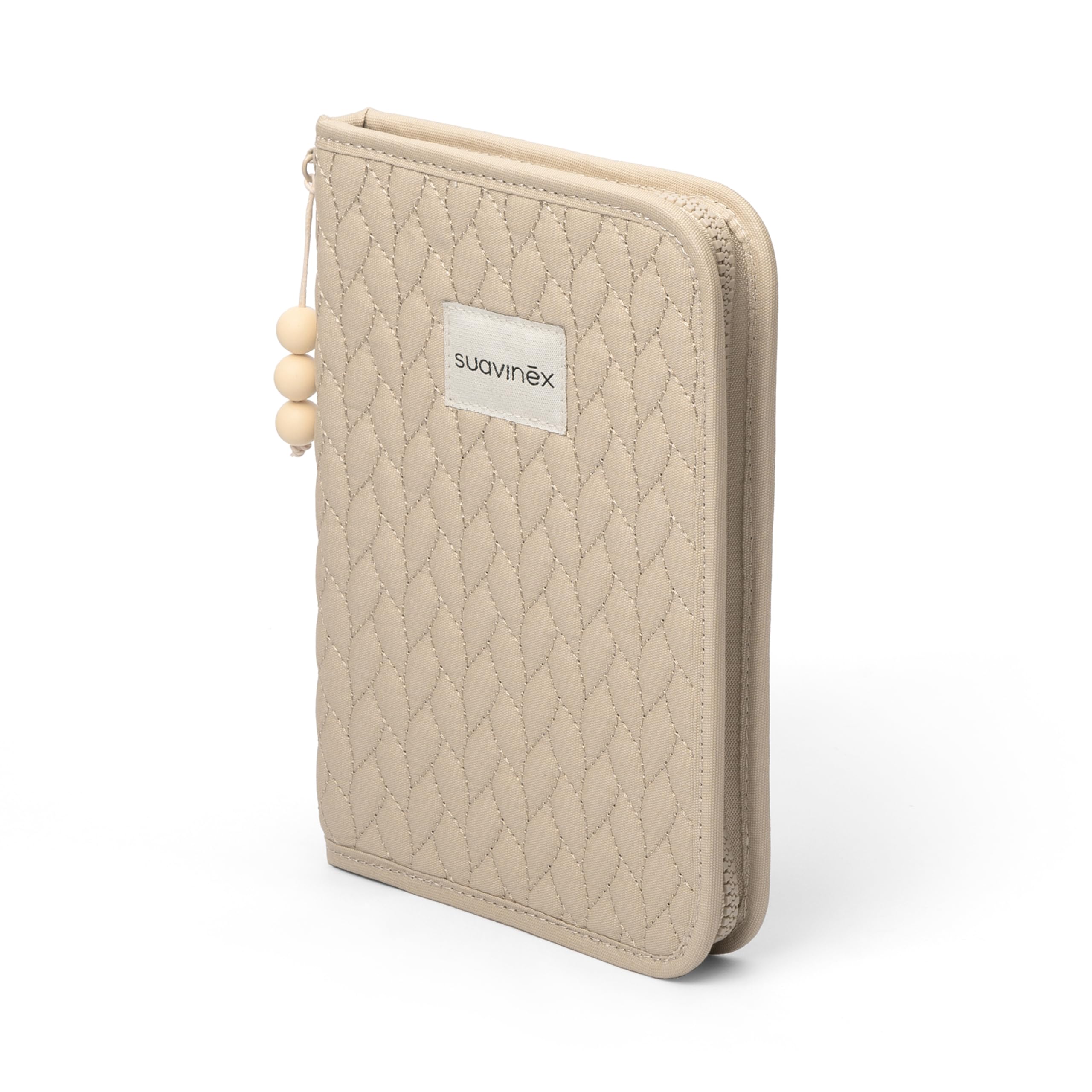Suavinex, Protège Carnet de Santé Bébé, Pochette Documents, Étui pour Ranger et Organiser, Carnet Maternité, Fermeture Éclair, Résistant à l'Eau, Cadeau Nouveau-né, Poches Intérieures, Coton, Beige