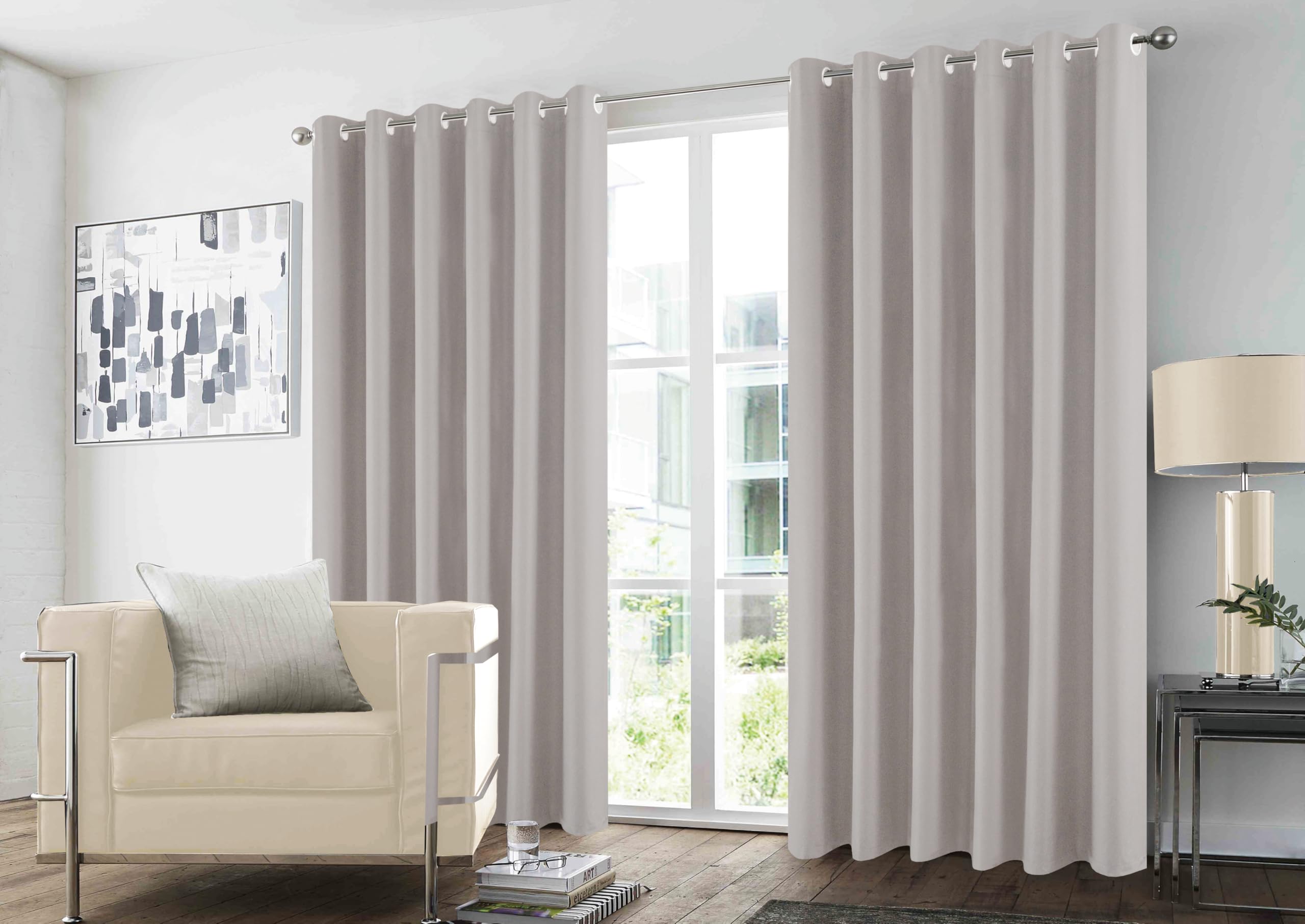 GC GAVENO CAVAILIA Blackout Curtains Pair | Thermal Insulated Door Panel Drapes Blackout Eyelet Curtains 66x72 Inch | Sound-Reducing Sunlight Blocking Plain Curtains for Bedroom, Living Room, Natural
