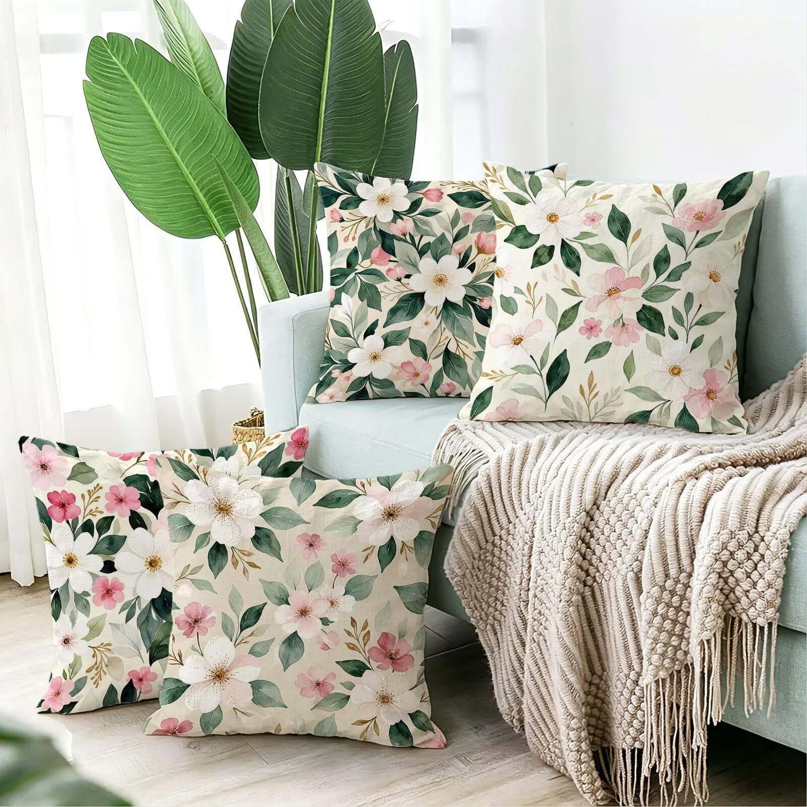 Cod-185 różowa poszewka na poduszkę 50 x 50 cm zestaw 4 szt. poduszka | Aksamitna poszewka na poduszkę do salonu, poduszka ozdobna, na sofę, styl boho, 50 x 50 cm