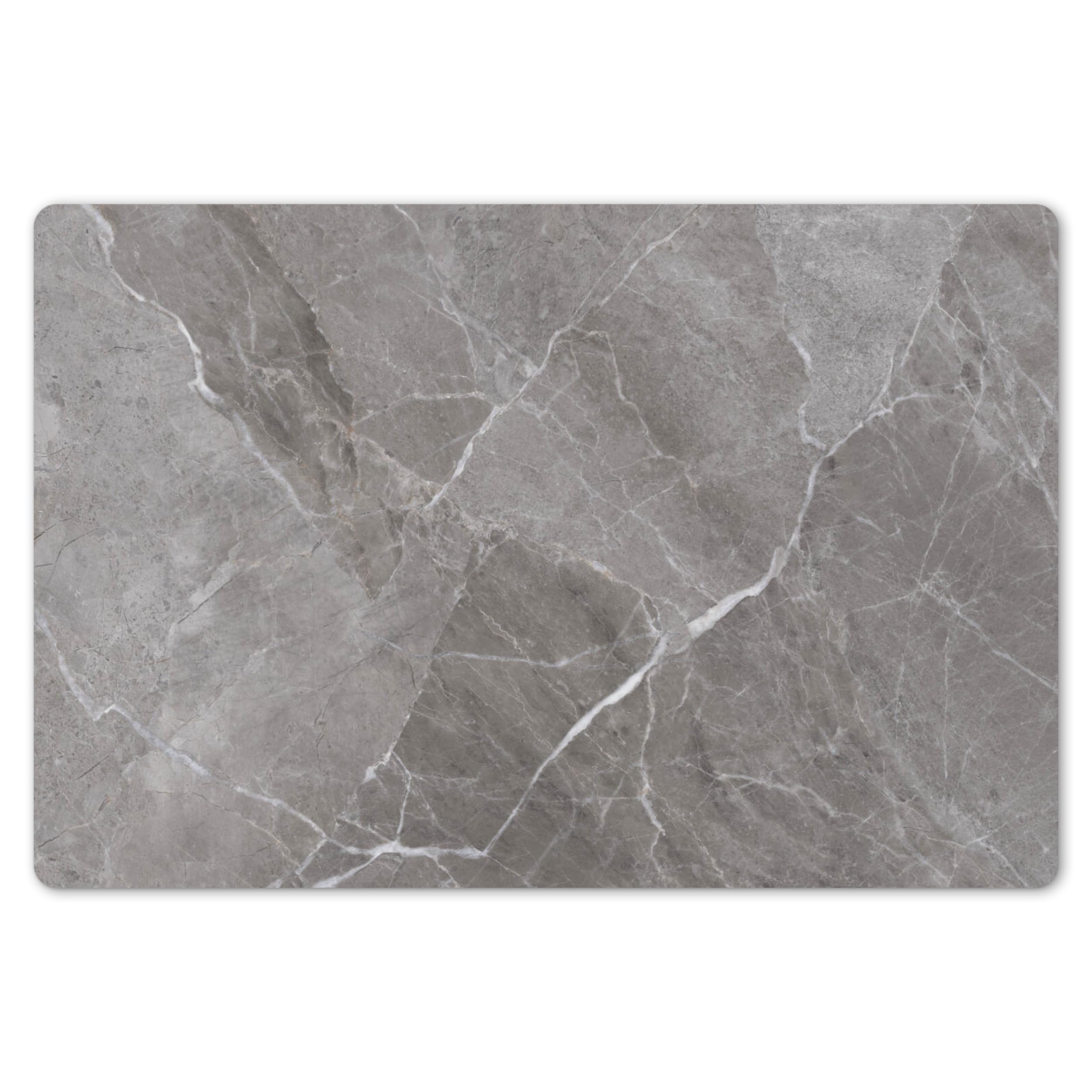 KitchenYeah© Table Mats 18"x12" / 45x30 cm Wipeable Dining Placemats Set Of 6 Anti Slip Large Plastic Vinyl Mat Kitchen Waterproof Marble - Gray