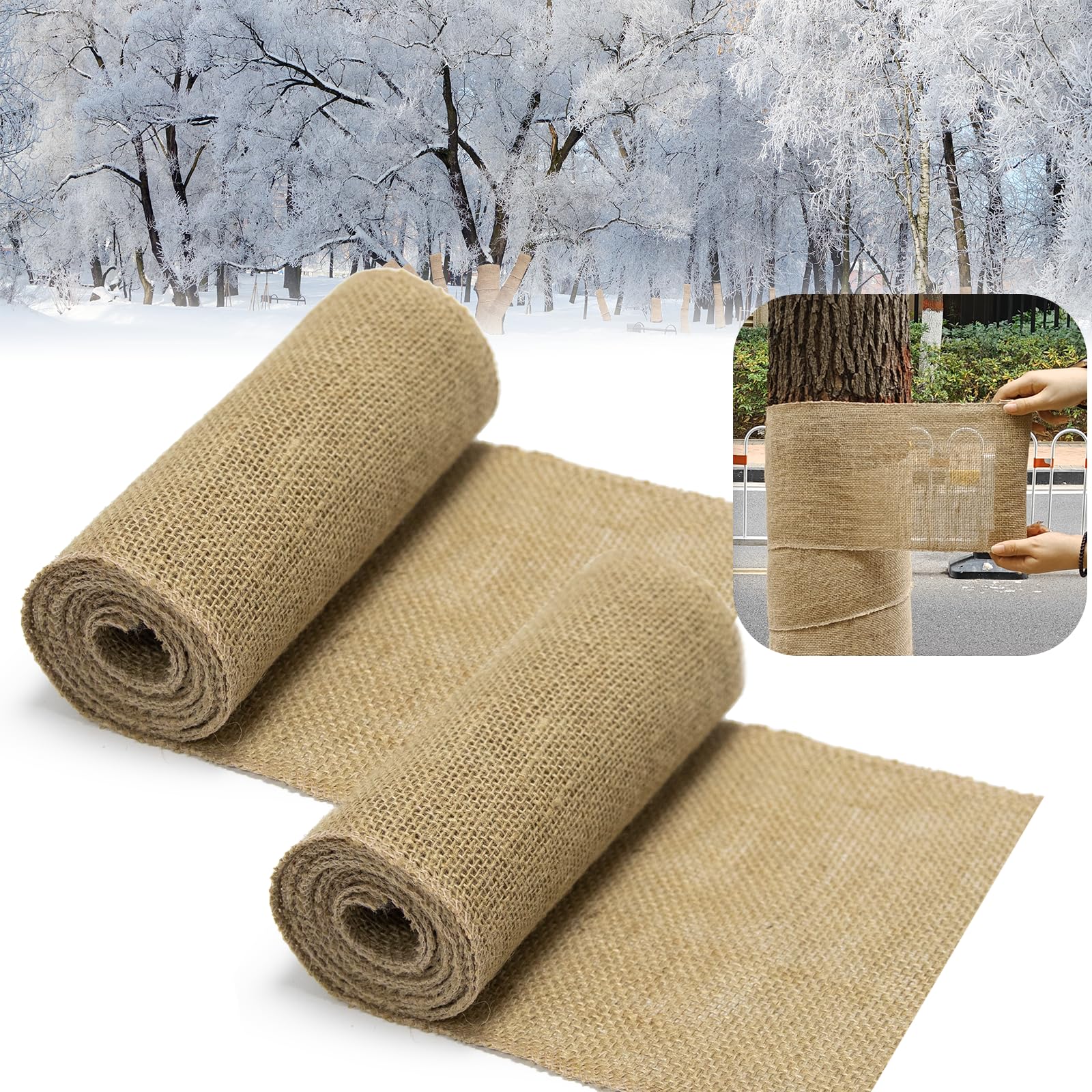2 Rolls 19.6ft Burlap Tree Protector Wraps Natural Jute ?7.8