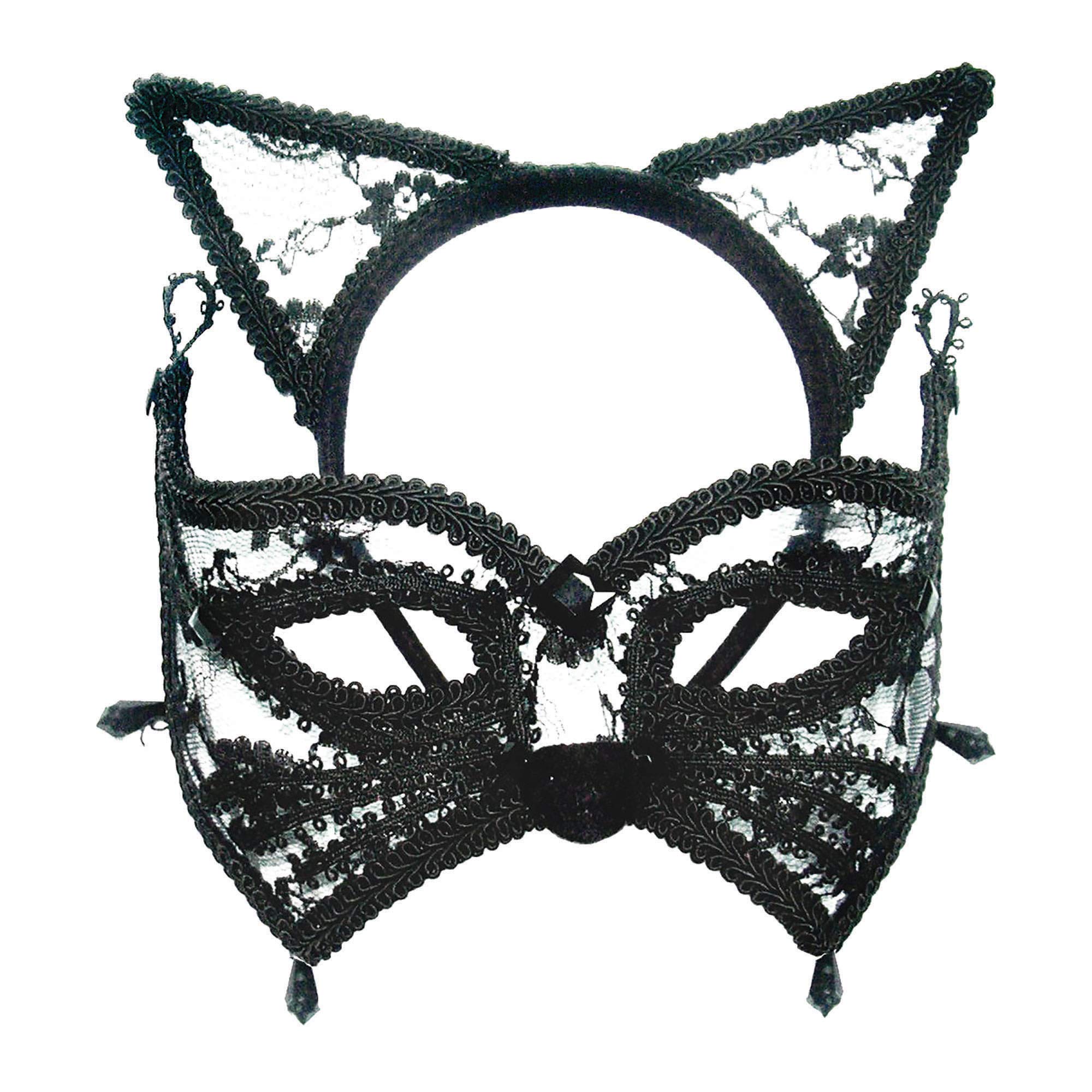Bristol Novelty Cat Mask with Ears on Headband, PET, Polyester, Plastic Beads, Multi-Colour, One Size Halloween