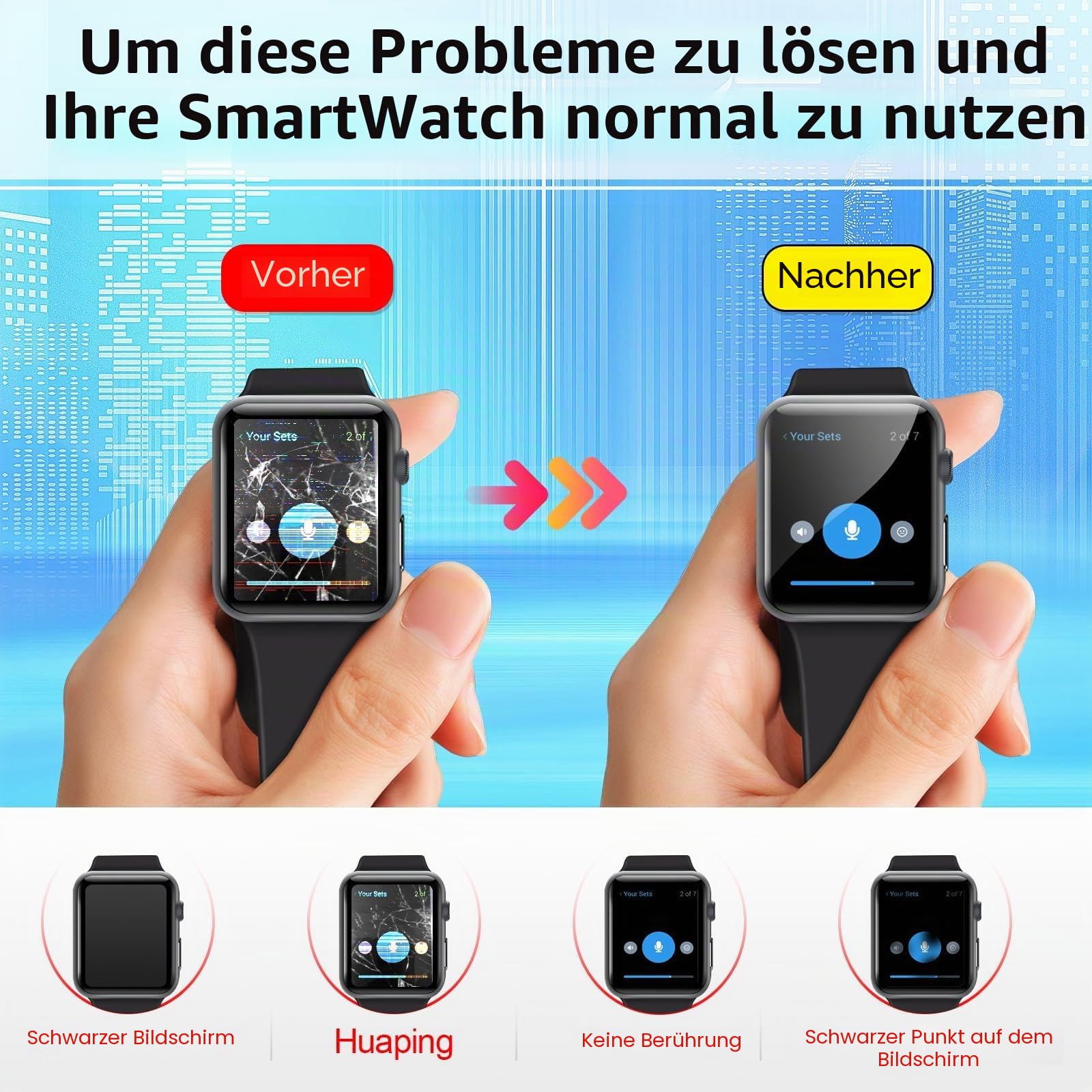 Bildschirm für Apple Watch Serie 3, GPS, 38 mm LCD-Display, Ersatz für Apple Watch Serie 3, GPS, 38 mm Touchscreen-Digitizer (Nicht für 42 mm)