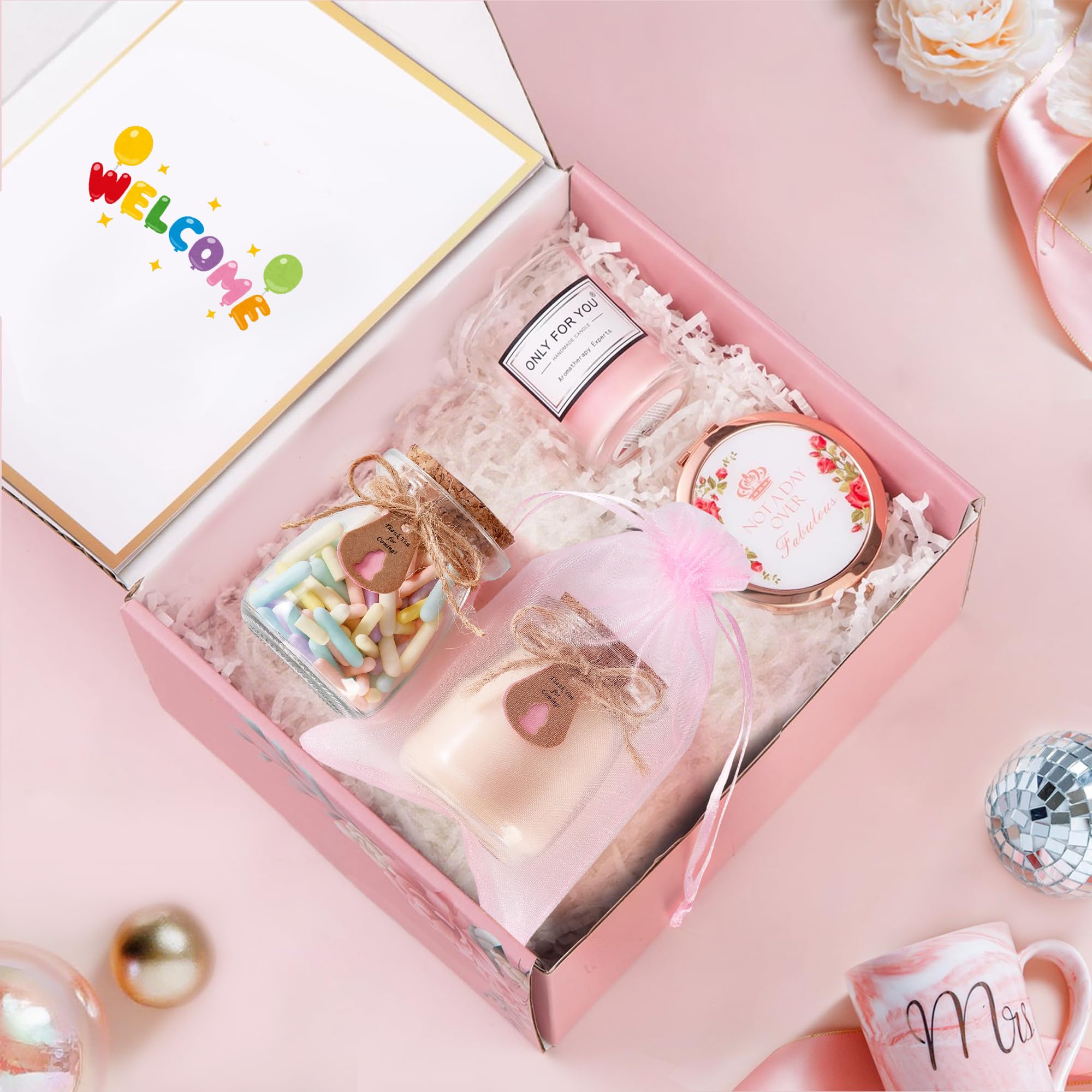 24 piezas de recuerdos para baby shower, color rosa