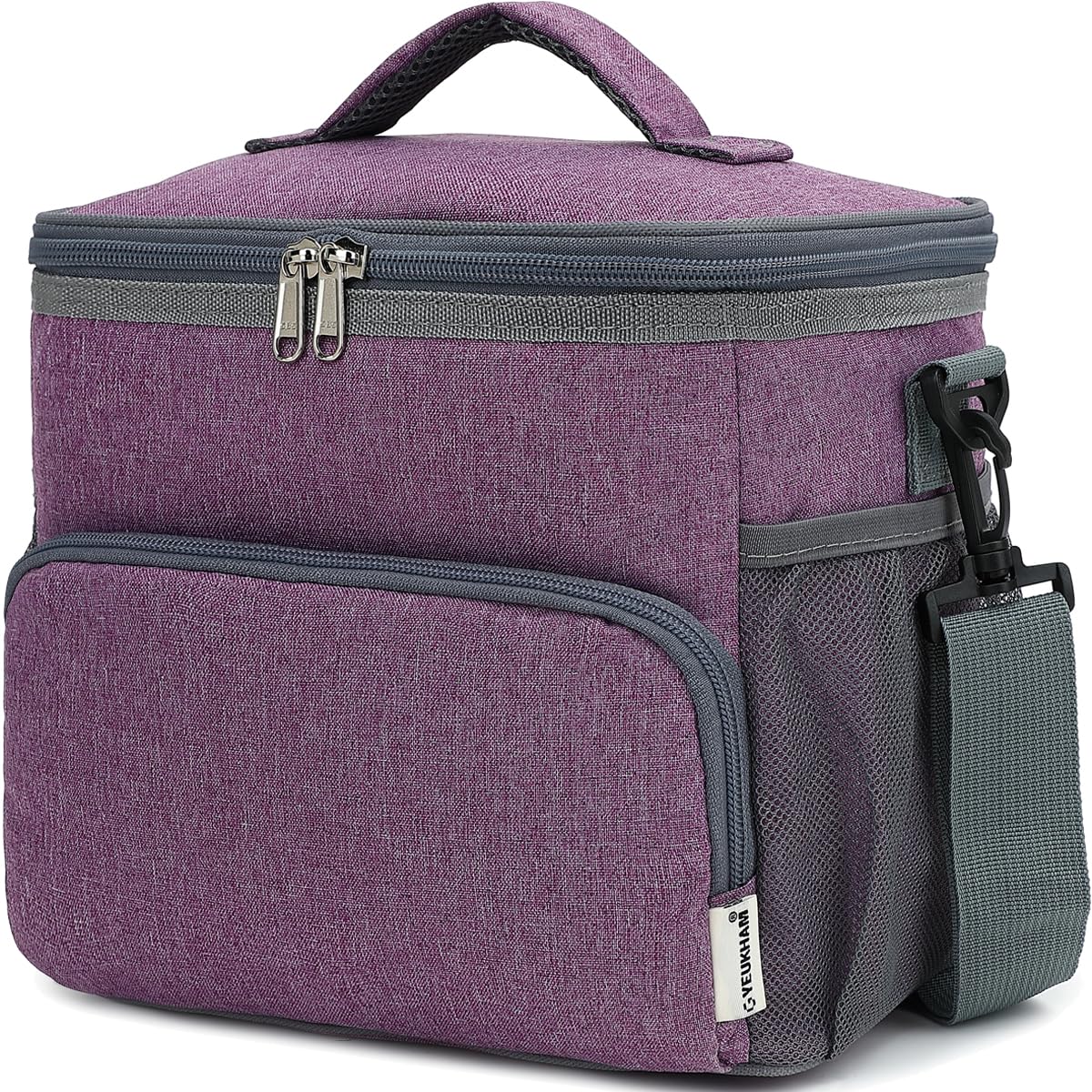 GYEUKHAM Unisex Insulated Lunch Bag, Purple, 10.2" x 7.5" x 9"