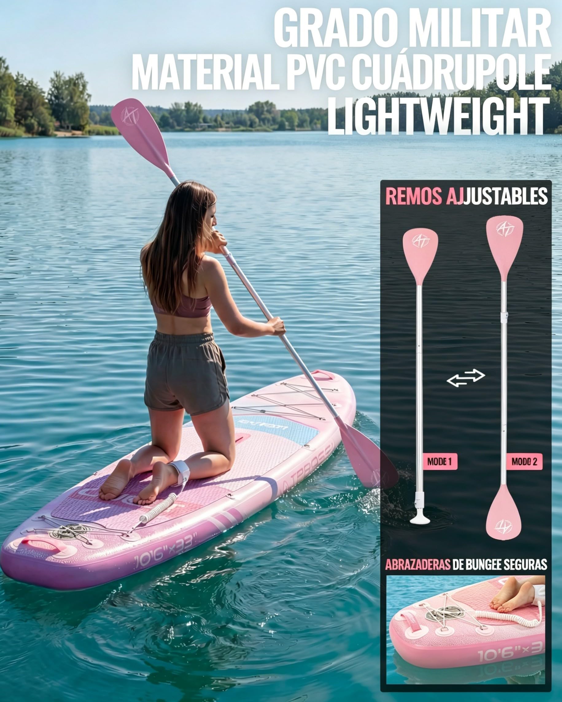 Tabla Sup Hinchable 2 Personas Set Completo Accesorios | Extra Ancha 320x84cm Carga 200kg Gran Estabilidad y Cubierta Antideslizante