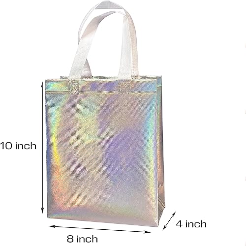 Miniatura 3 de LOOKSGO 12 bolsas de regalo reutilizables no tejidas con asas para recuerdo de fiesta 8 pulgadas de ancho x 4 pulgadas de largo x 10 pulgadas de alto