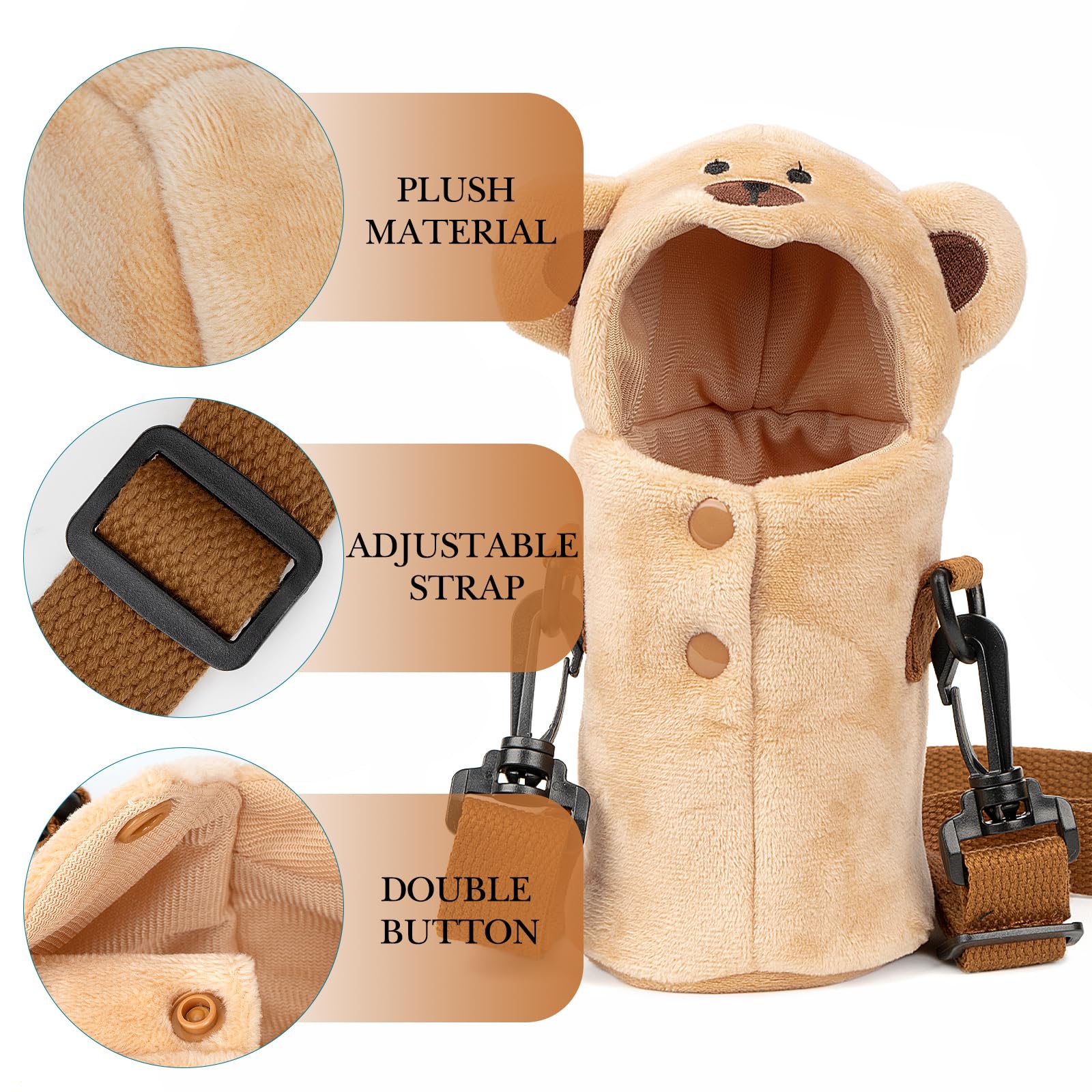 Linkidea Plush Water Bottle Carrier Compatible with Thermos FUNTAINER Steel/Tritan 12oz/16oz - Image 3