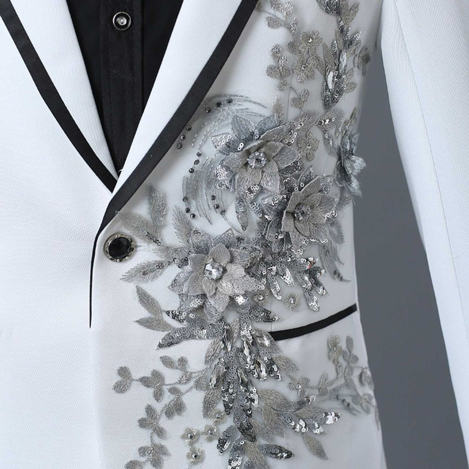 Costume brodé de luxe pour homme 2 pièces blazer veste pantalon mariage élégant imprimé