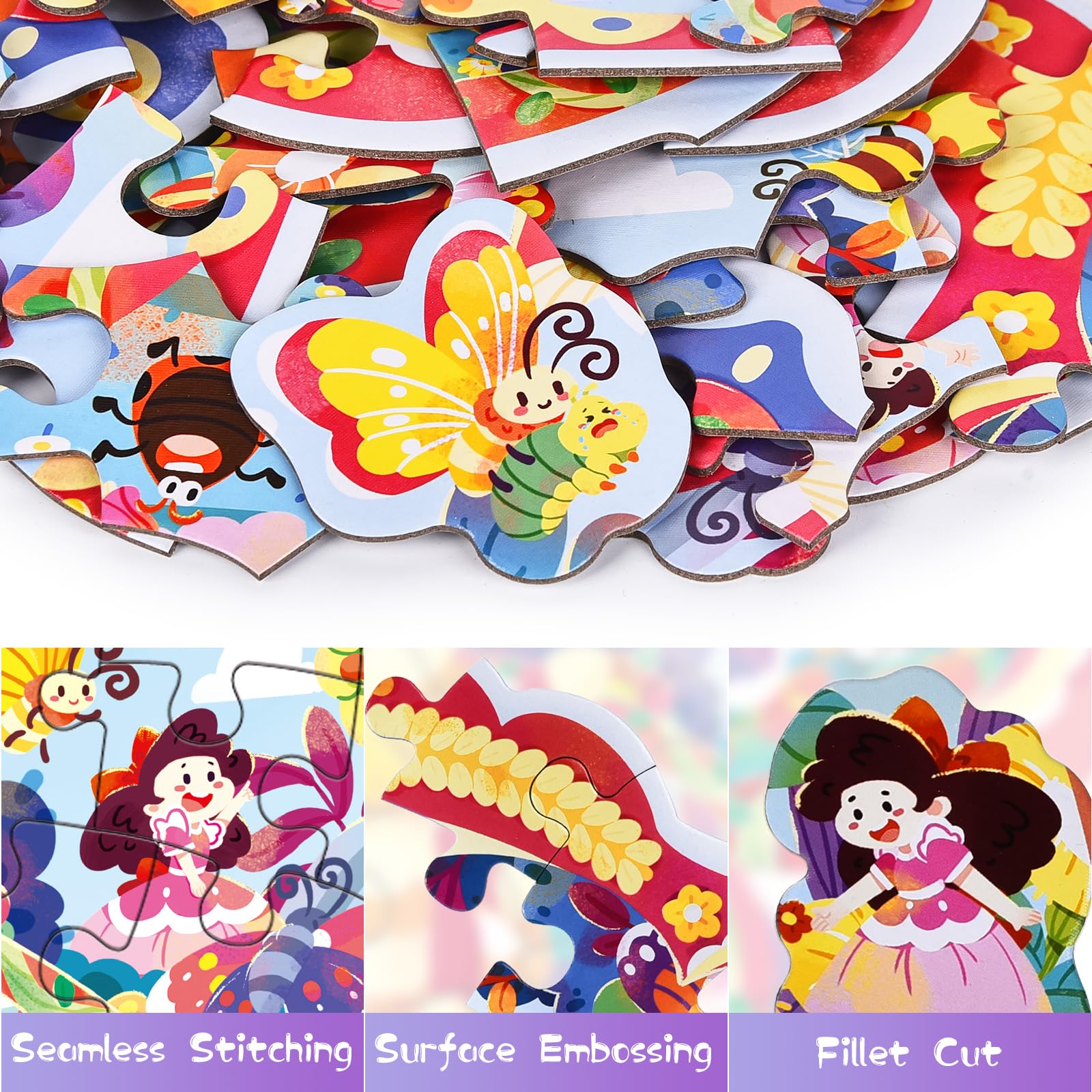 FORMIZON Puzzle per Bambini, 52 Pezzi Puzzle Bambini Jigsaw, Animal Puzzle Bambini, Ragazza Ragazzo Regalo Puzzle, Educativo Giocattoli per Ragazzi Ragazze 5 6 7 8 9 Anni (Farfalla)