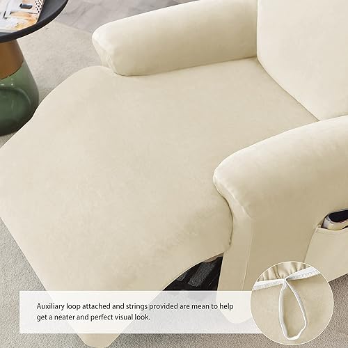 Miniatura 5 de Fundas elásticas para sillón reclinable, 4 piezas, funda de terciopelo ultra suave para silla reclinable, funda de sofá de un solo asiento,