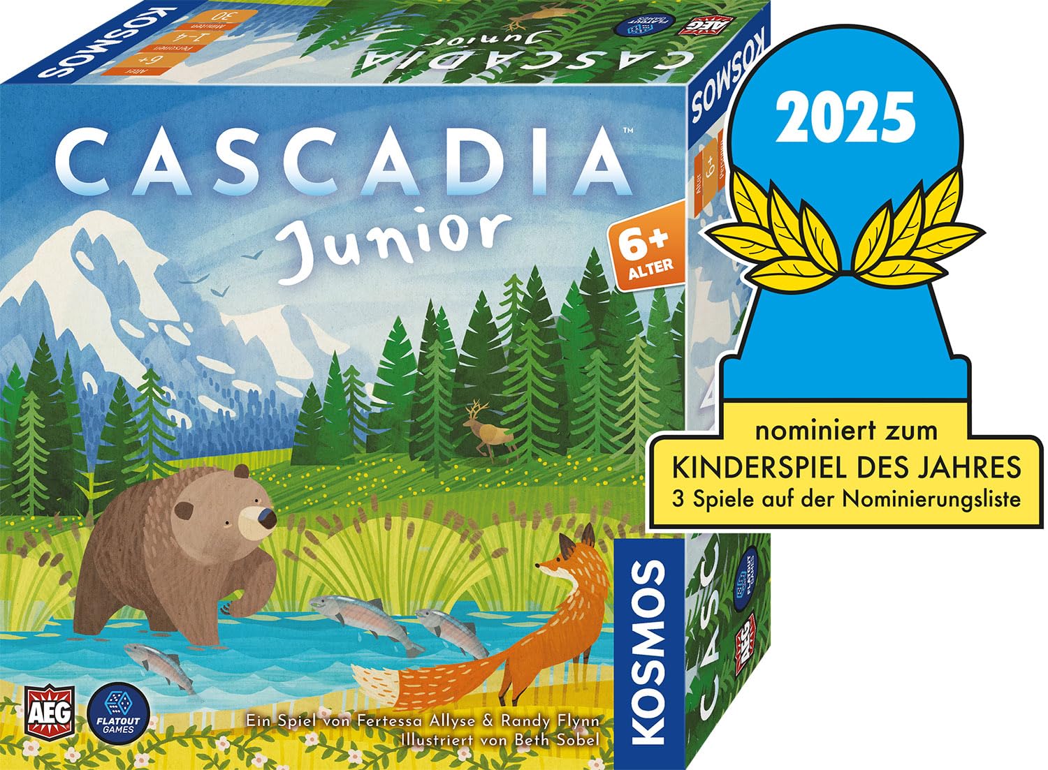 Kosmos 684884 Cascadia Junior, für Kinder und Familien ab 6 Jahre, Kinderspiel für 2-4 Kinder, Legespiel, nominiert zum Spiel des Jahres 2025