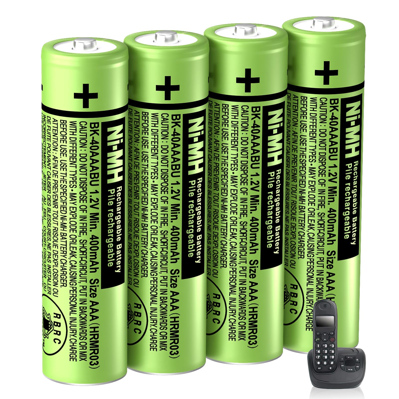 NI-MH AAA Akku 1.2V 400mAh für Panasonic Schnurlose Telefone 4 Stück BK-40AAABU AAA Wiederaufladbar Batterien für BT/Gigaset Telefon