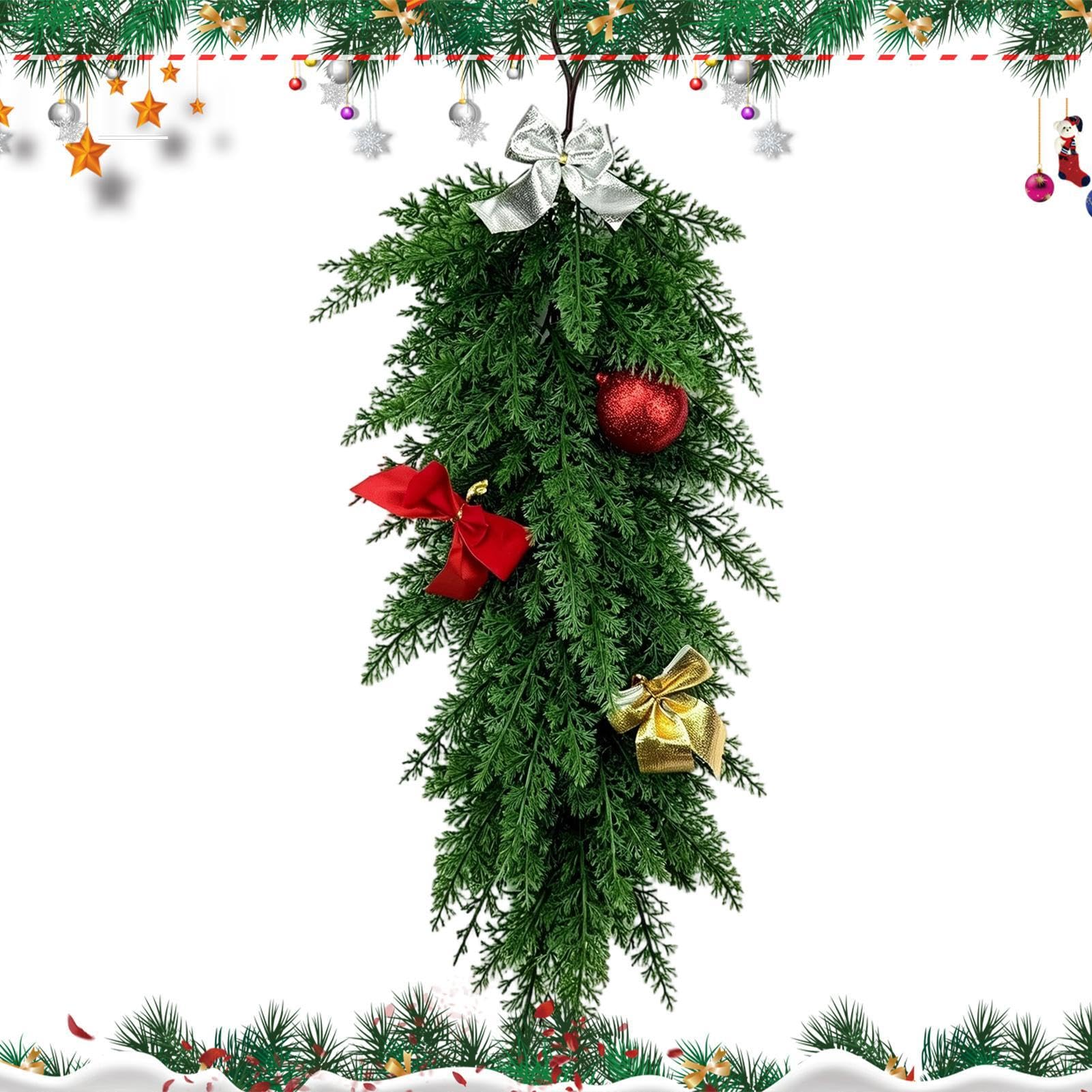 de Navidad para puerta delantera, diseño de vegetación artificial
