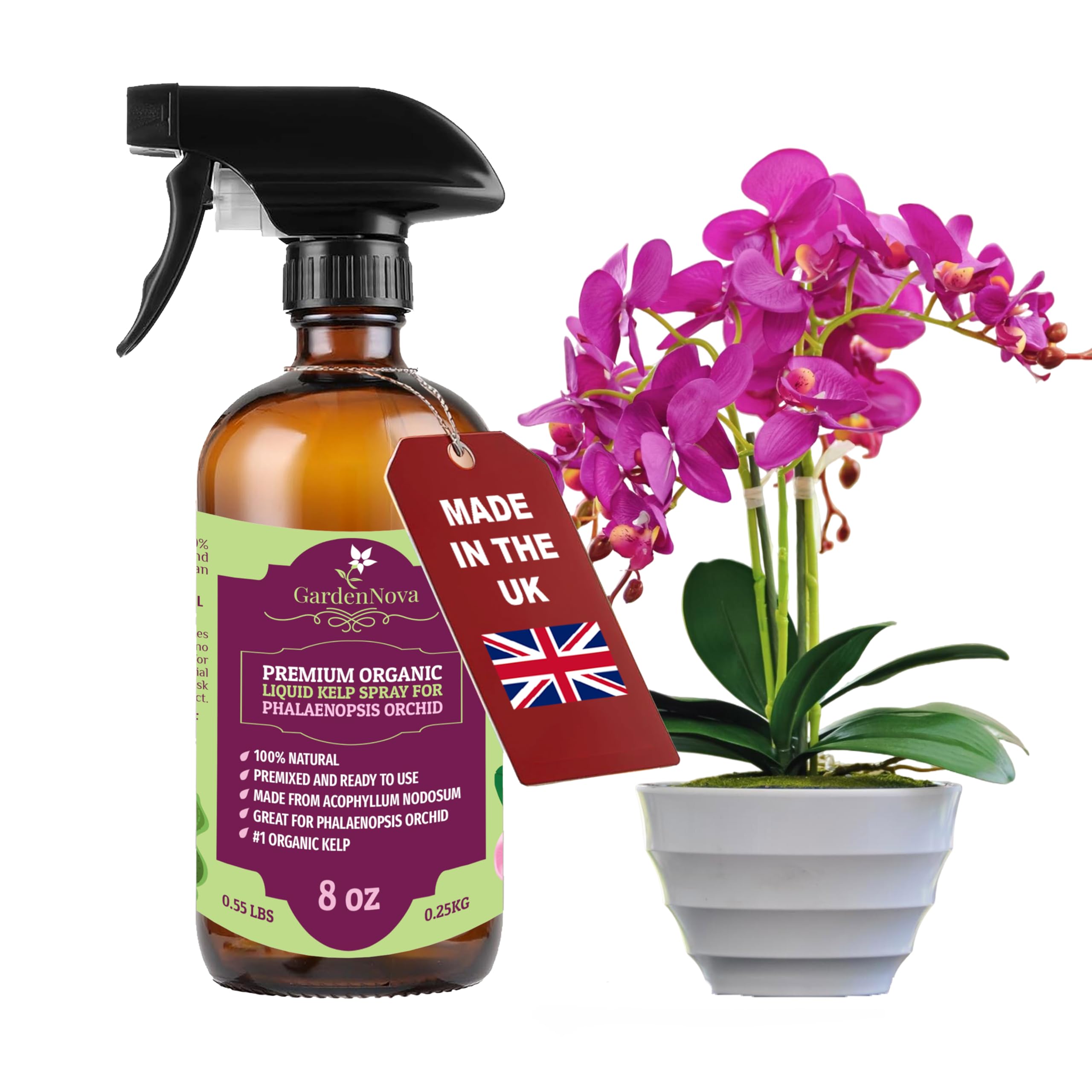 GARDENNOVA Professional Organic Liquid Kelp Spray for Orchid Plants - 8 oz - Ready-to-Use Fully Organic Seaweed & Kelp Fertilizer Mist — image 1