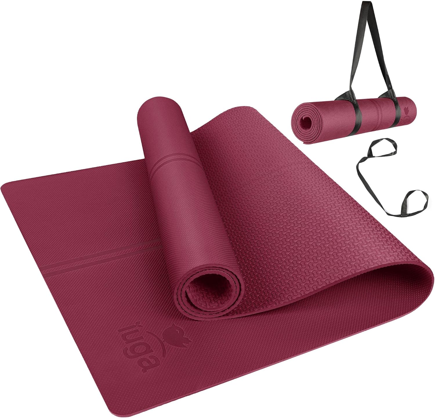 IUGA Eco Friendly Yoga Mat with Alignment Stripes, Free Adjustable