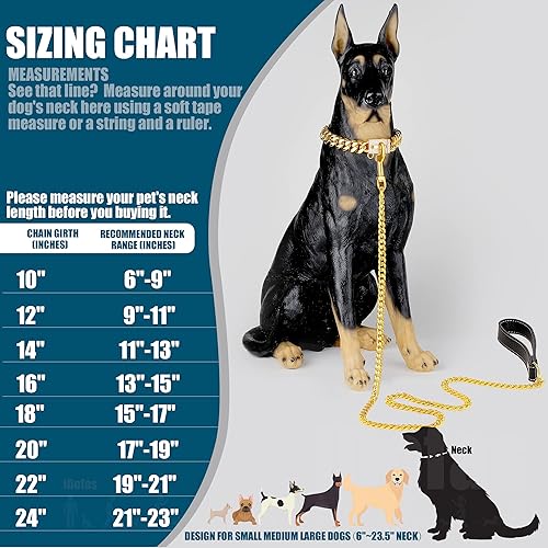 Miniatura 2 de iDofas Collar de cadena de oro para perro de 0.551in con eslabones cubanos con hebilla de diamantes de circonita cúbica brillante y hebilla chapada