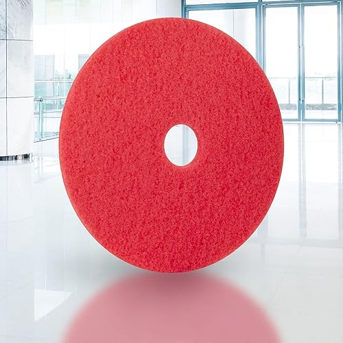 Miniatura 15 de Americo Almohadilla de suelo con búfer roja, para limpieza ligera y pulido, 14 x 28 pulgadas, 5 almohadillas/estuche, hecha de 100% contenido